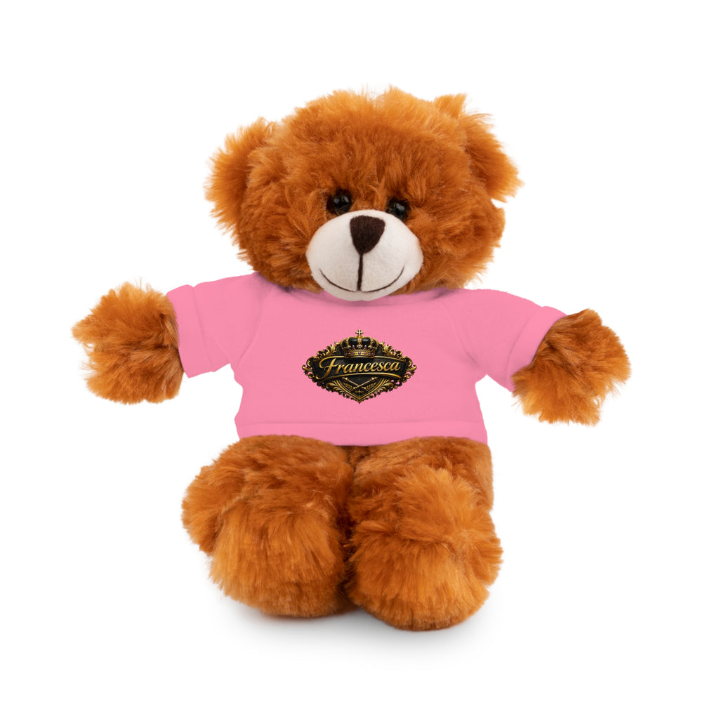 Personalized Teddy Bear with Pink Tee — Custom Name "Francesca" Plush Gift