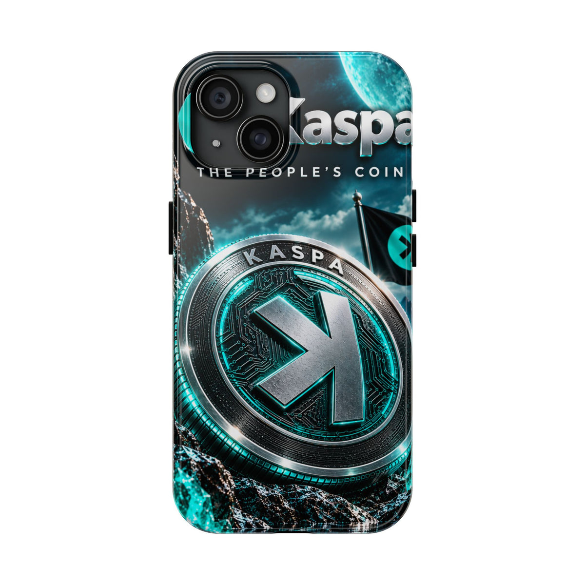 Kaspa Coin Tough Phone Case – Teal Crypto Logo Protective Cover
