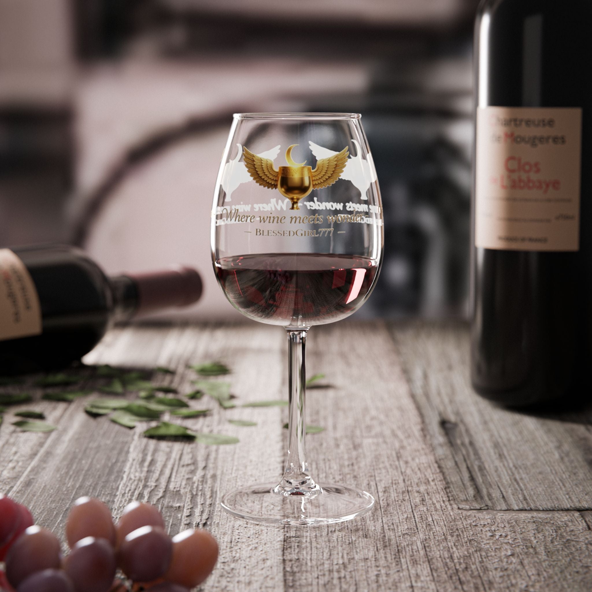 12oz Wine Glass — "Where Wine Meets Wonder" Gold Winged Goblet