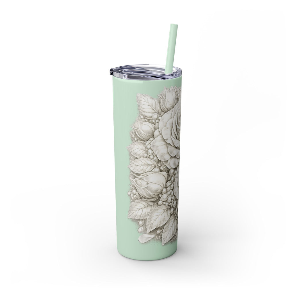 Skinny Tumbler — Monochrome Rose Garden 20oz Straw Tumbler