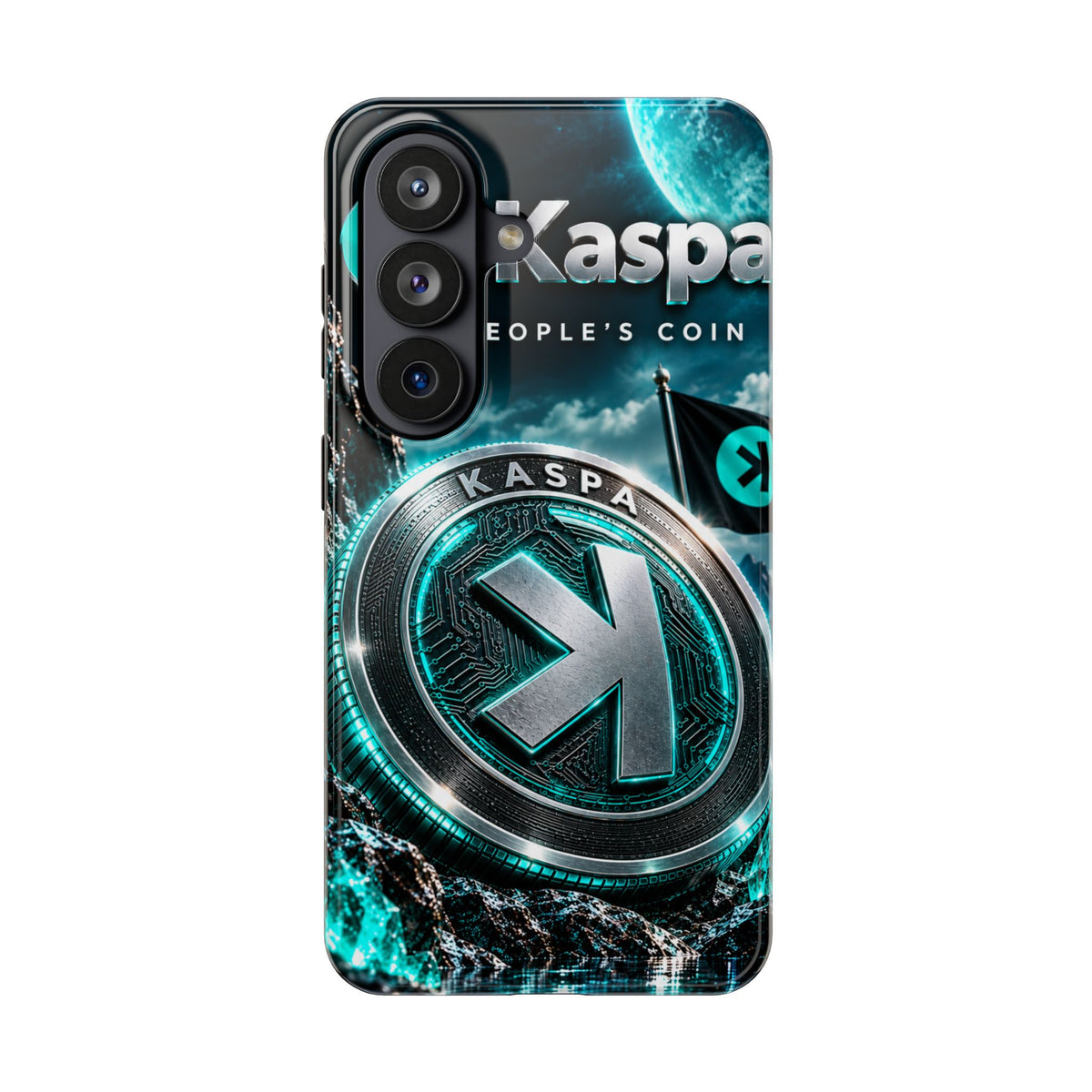 Kaspa Coin Tough Phone Case – Teal Crypto Logo Protective Cover