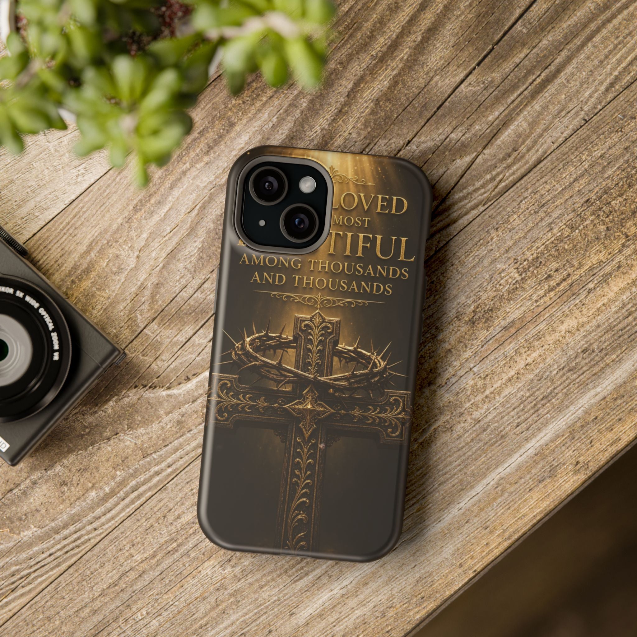 Magnetic Impact-Resistant Phone Case — "Most Beautiful" Cross with Crown of Thorns