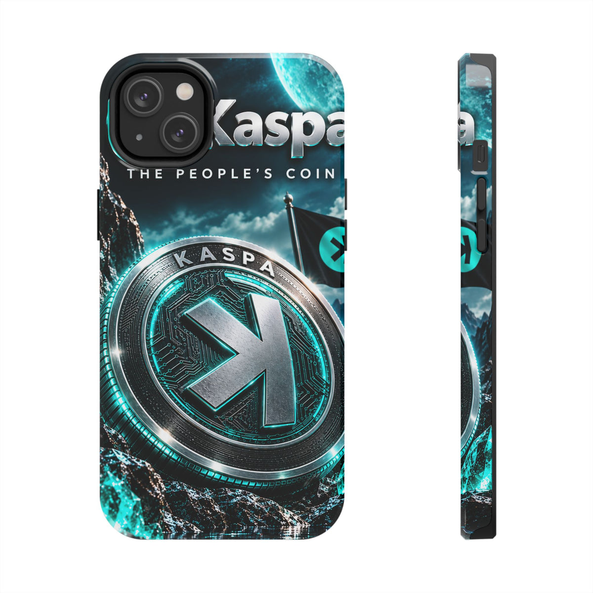 Kaspa Coin Tough Phone Case – Teal Crypto Logo Protective Cover