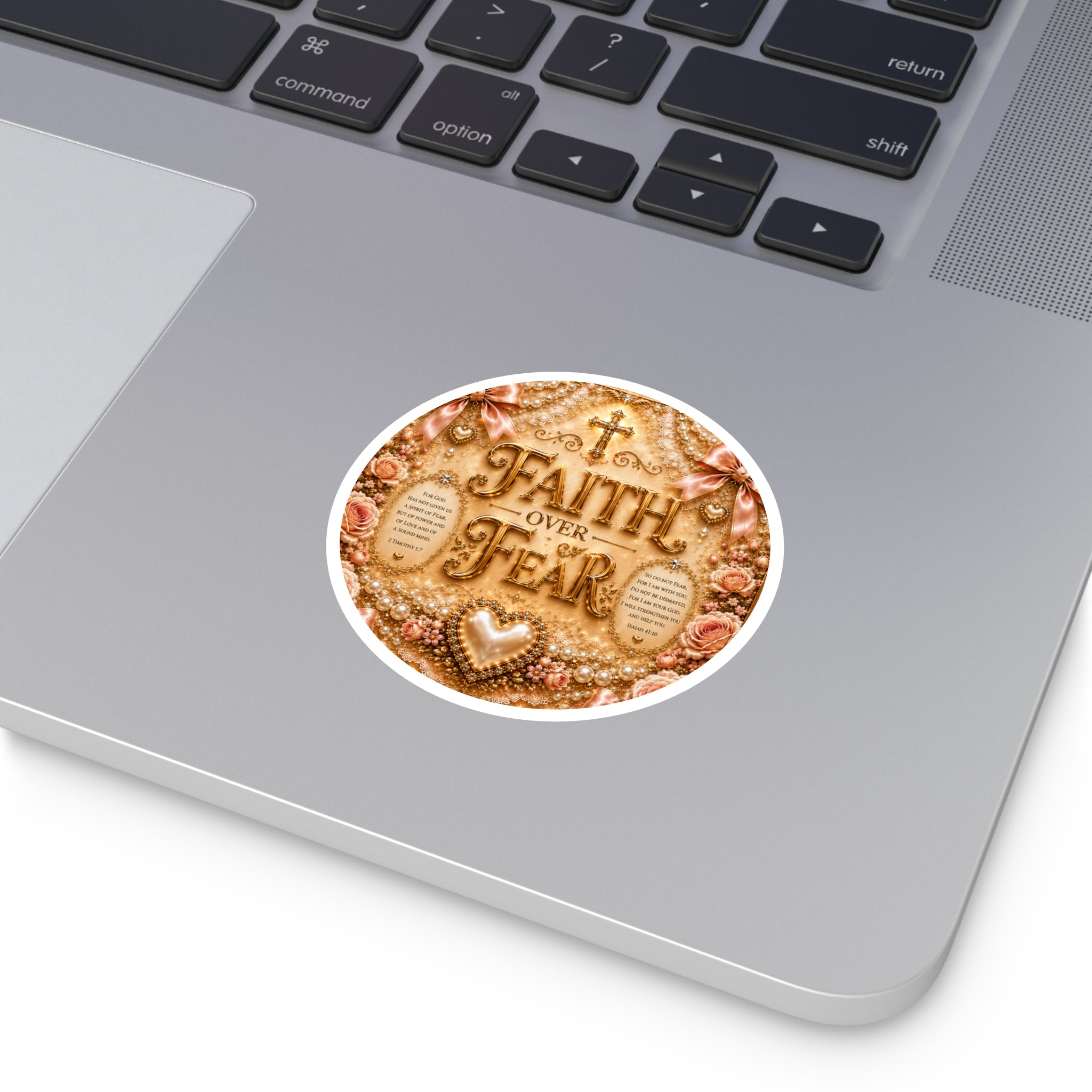 Faith Over Fear Round Sticker — Inspirational Christian Decorative Vinyl