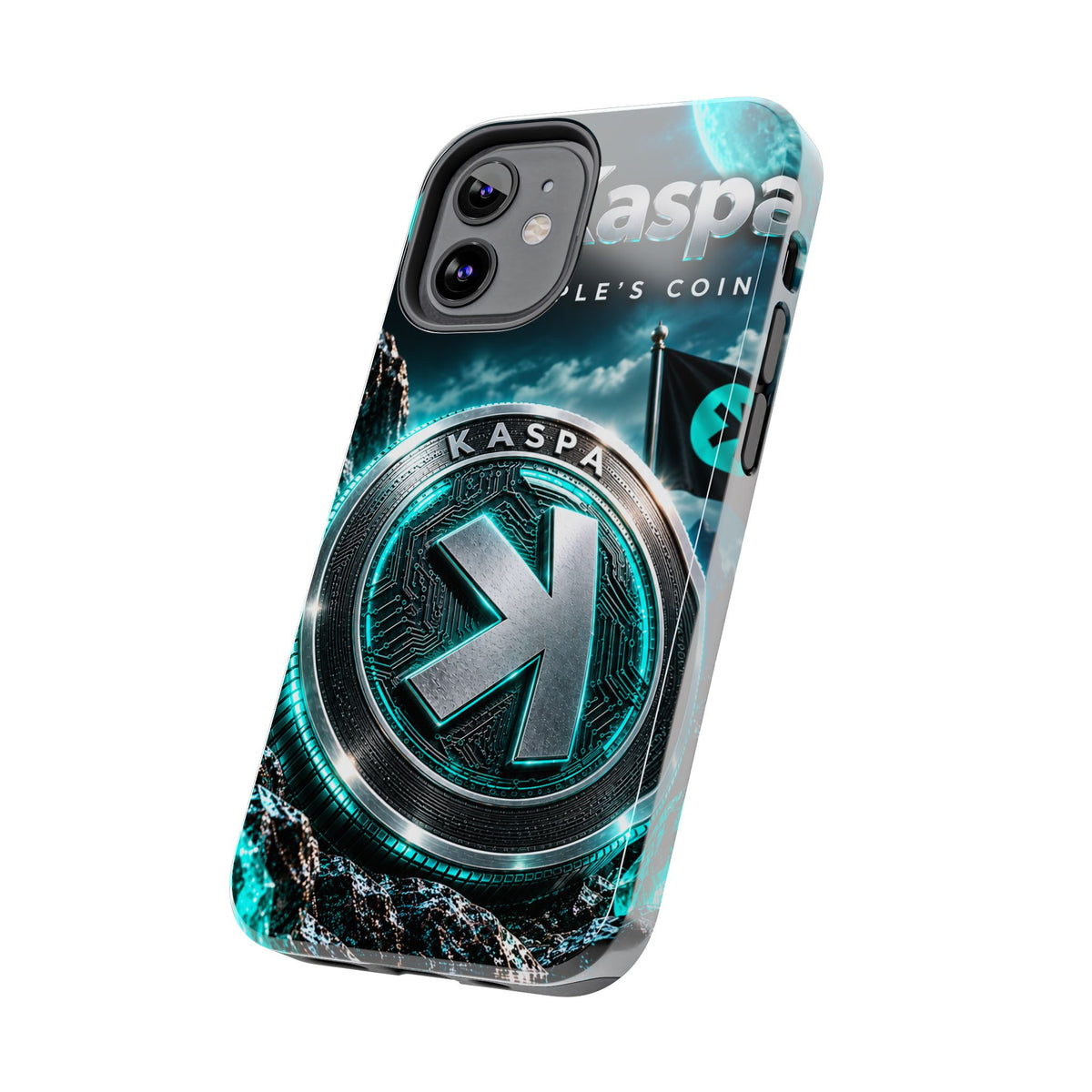 Kaspa Coin Tough Phone Case – Teal Crypto Logo Protective Cover