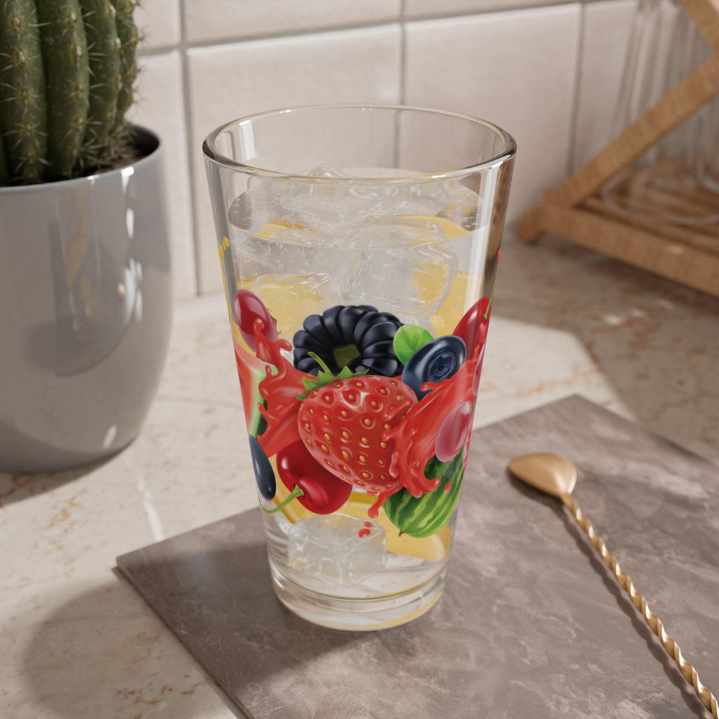 Vaso de Mezcla de Frutas Coloridas - Mixing Glass Estético para Cócteles, Jarra de Vidrio con Diseño de Frutas, Regalo para Bar en Casa