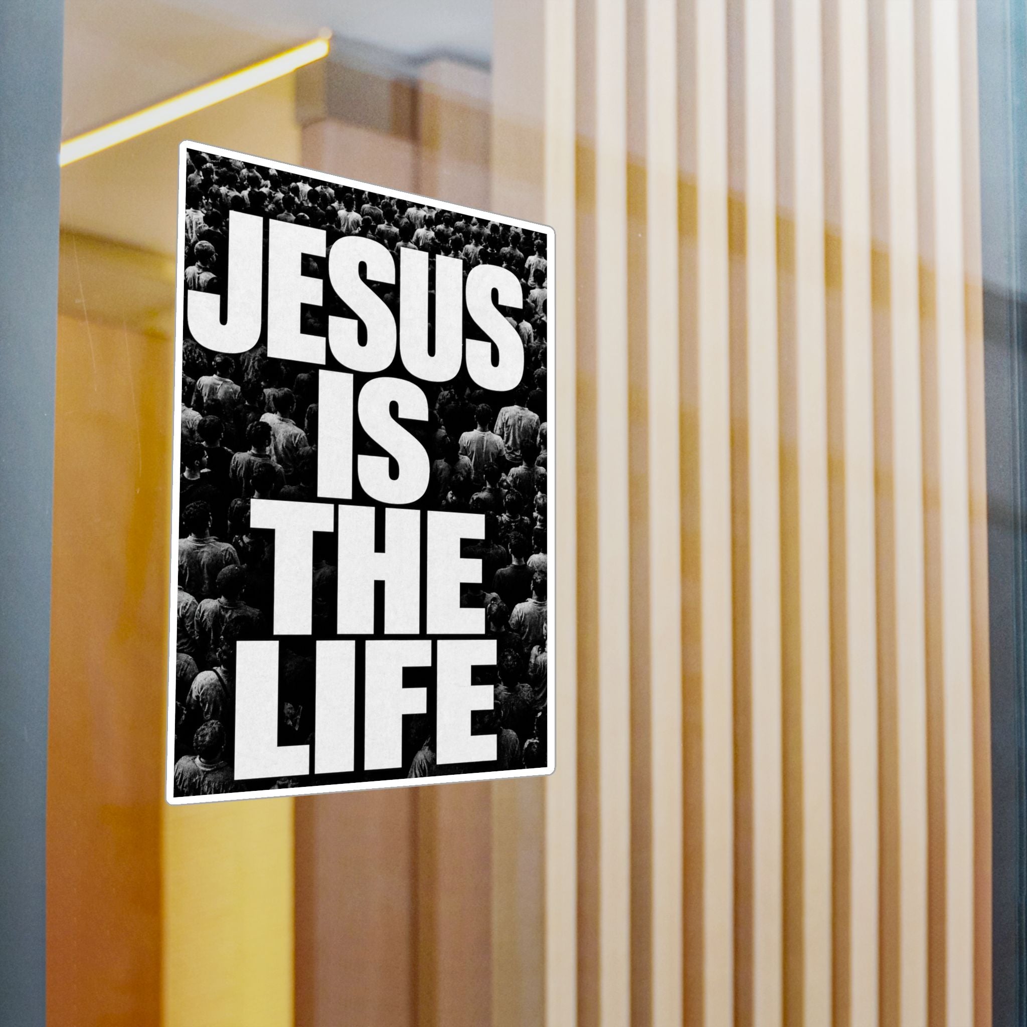 Jesus Is the Life Vinyl Sticker — Black & White Faith Decal (Kiss-Cut)