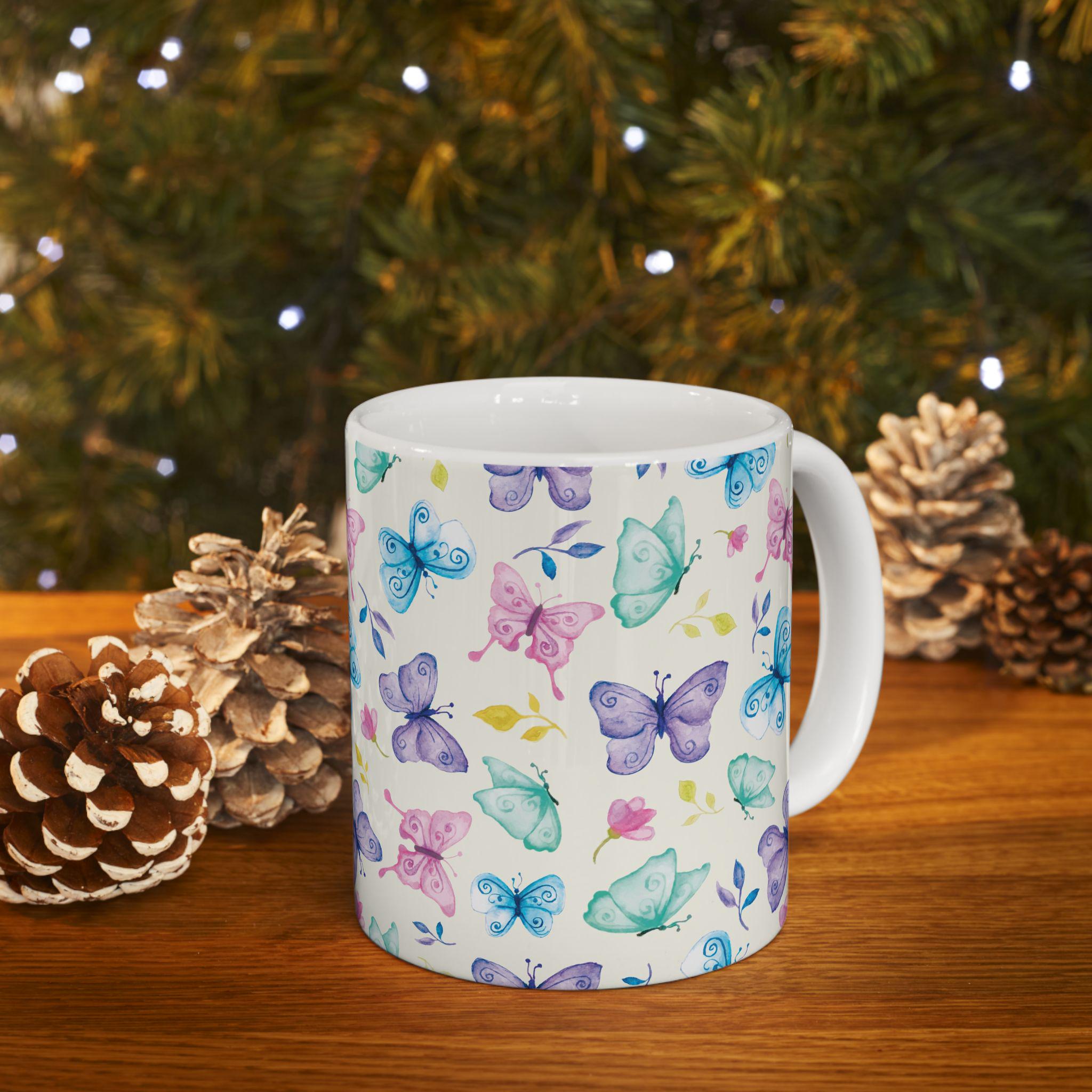 Taza de Mariposa Colorida Whimsical - Regalo de Transformación para Mujer, Mug de Cerámica Estética de Naturaleza
