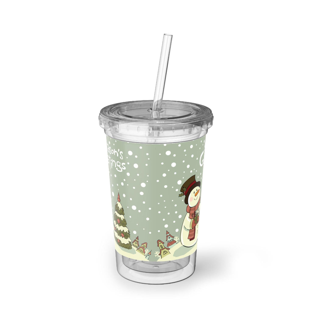 Pine Botanical Acrylic Cup with Straw | Reusable Iced Coffee Glass, Nature Lover Gift, 16oz Clear Tumbler