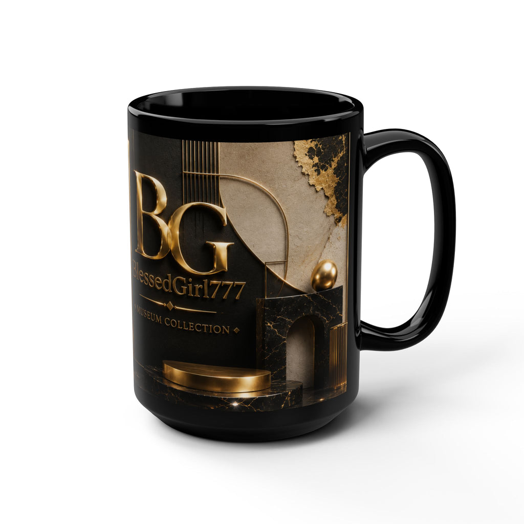 Black 15oz Mug — 'BlessedGirl77' Gold Museum Logo Coffee Cup