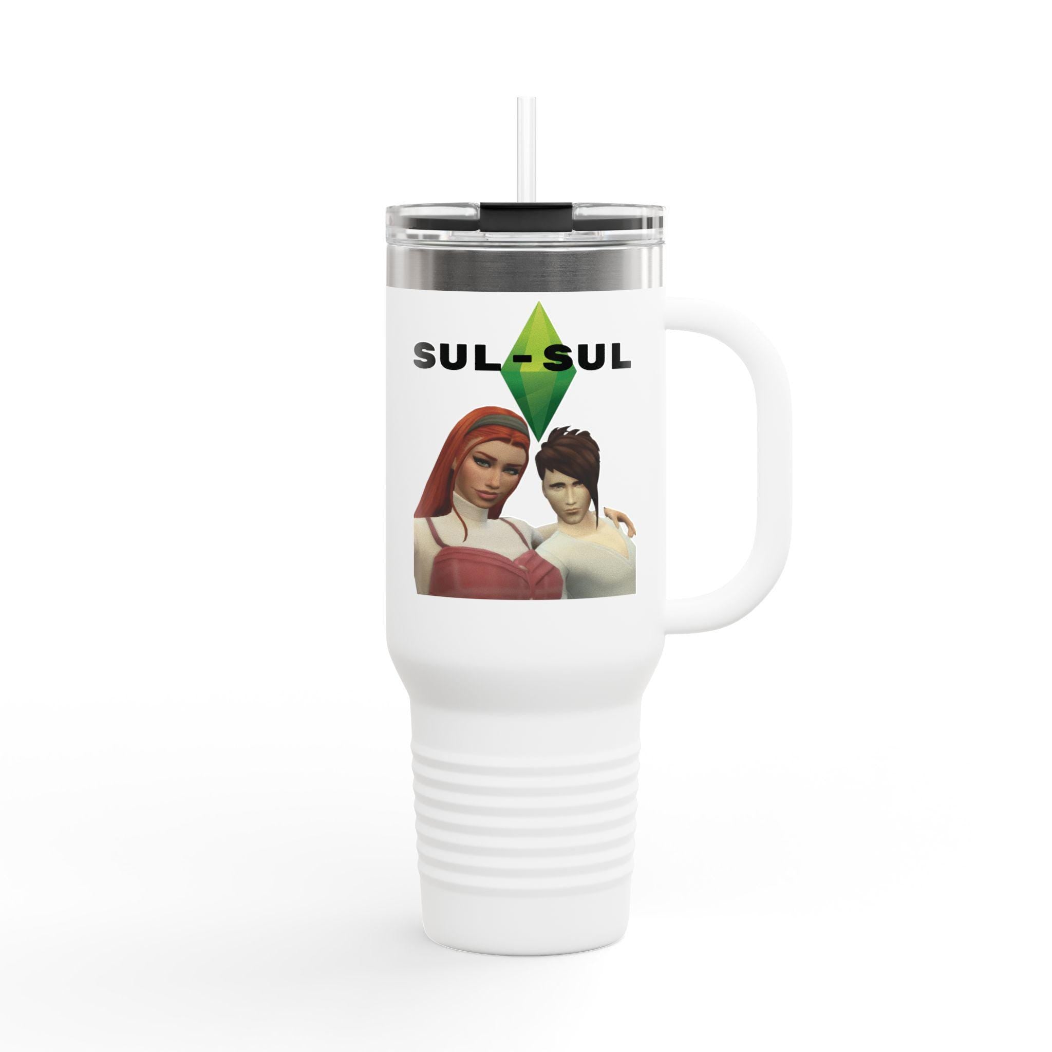 Personalized Sims Themed 40oz Insulated Tumbler | Cozy Gamer Gift, Plumbob Design Travel Mug, Custom Text for Sims Fans