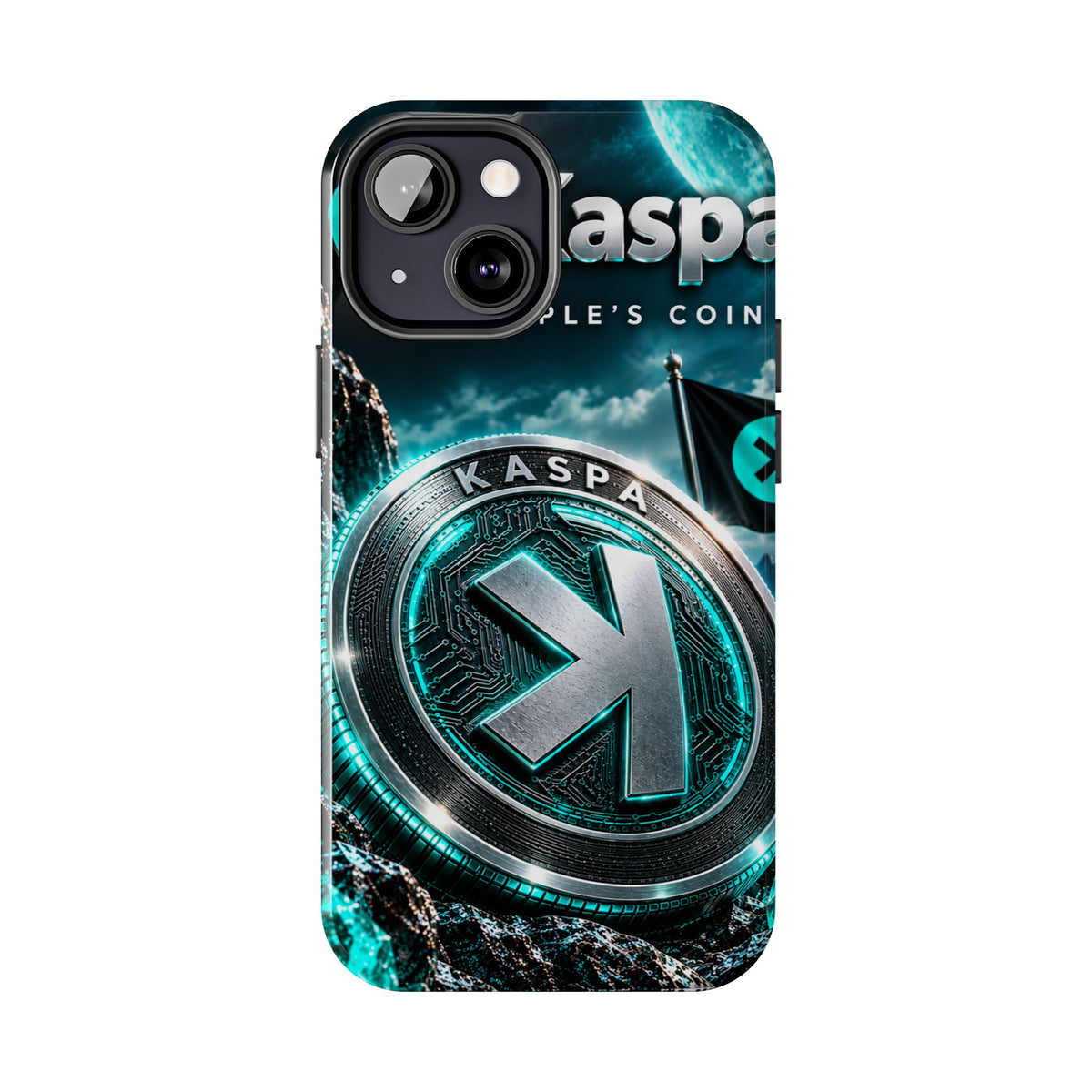 Kaspa Coin Tough Phone Case – Teal Crypto Logo Protective Cover