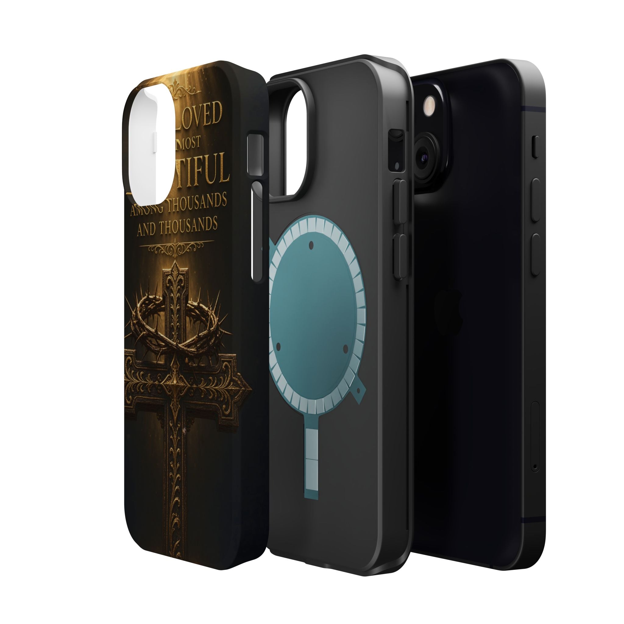 Magnetic Impact-Resistant Phone Case — "Most Beautiful" Cross with Crown of Thorns