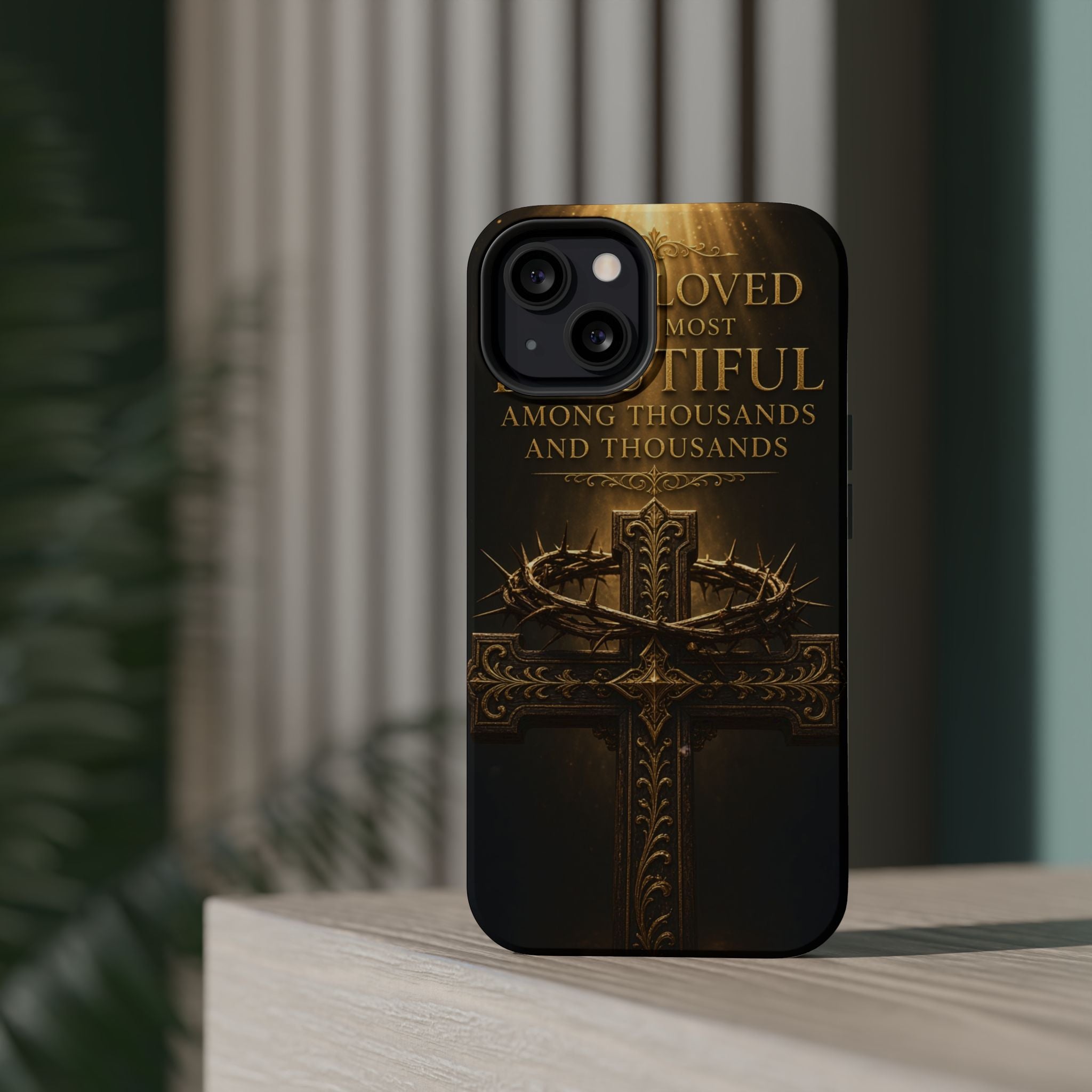 Magnetic Impact-Resistant Phone Case — "Most Beautiful" Cross with Crown of Thorns