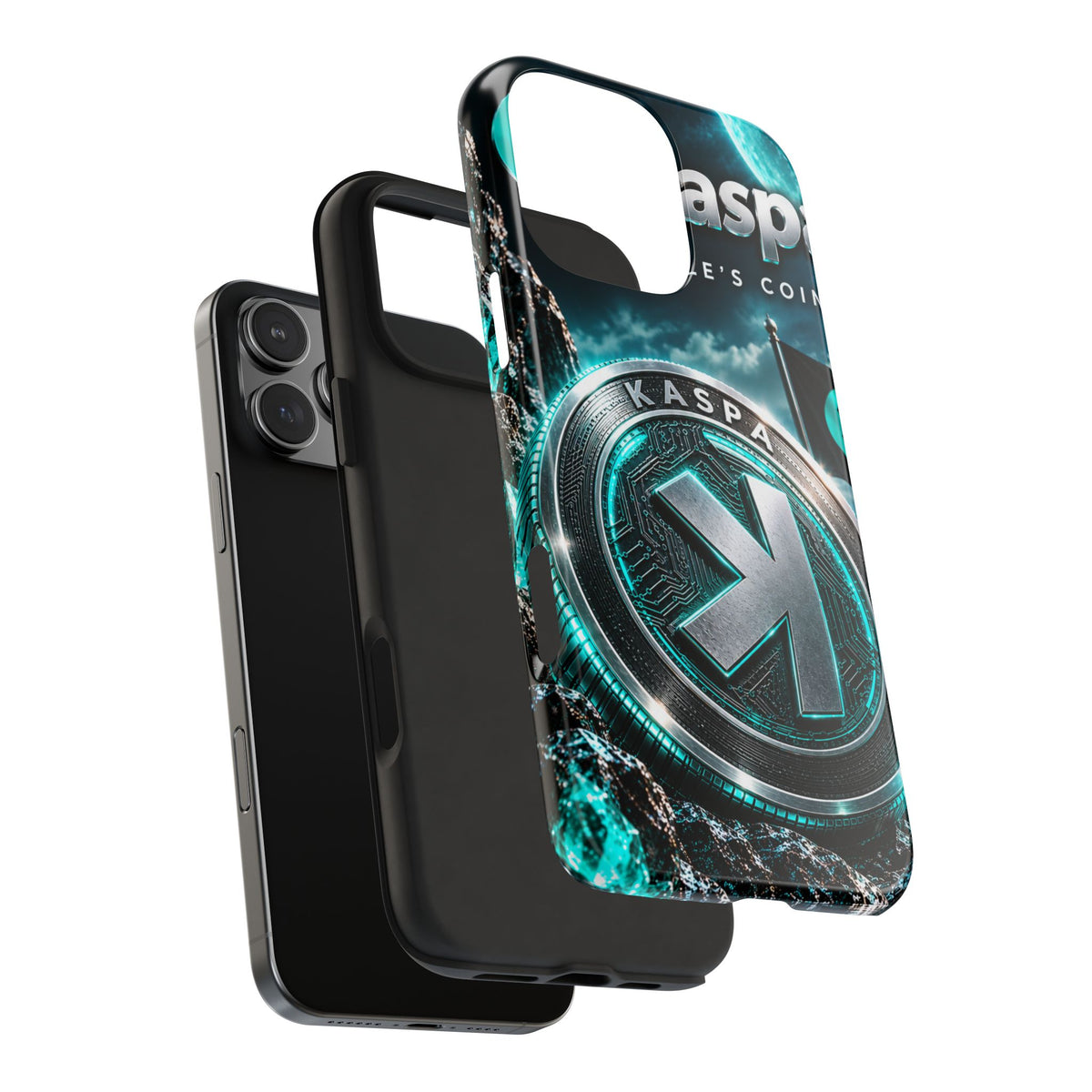 Kaspa Coin Tough Phone Case – Teal Crypto Logo Protective Cover