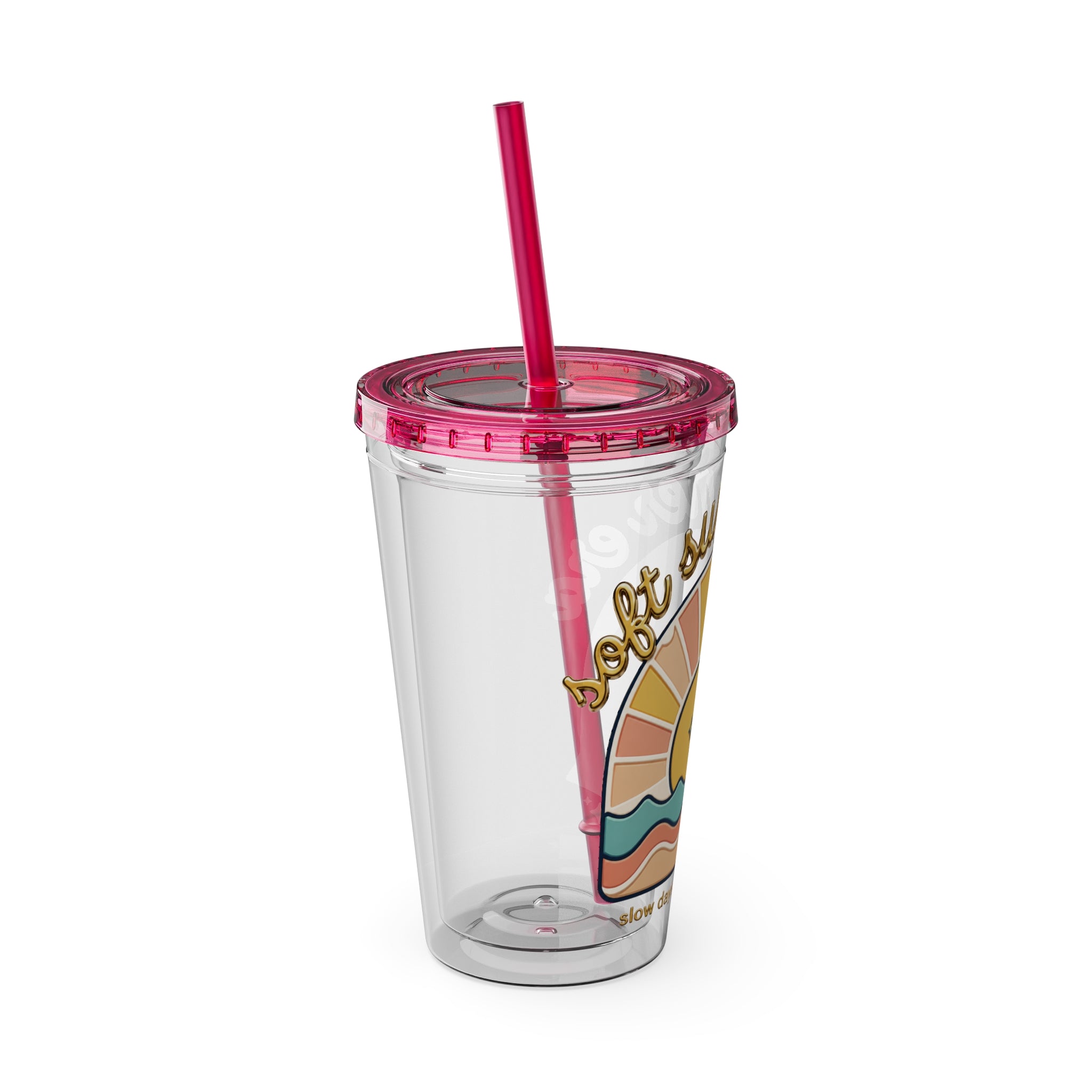Soft Summer sunset beach drink illustration Tumbler