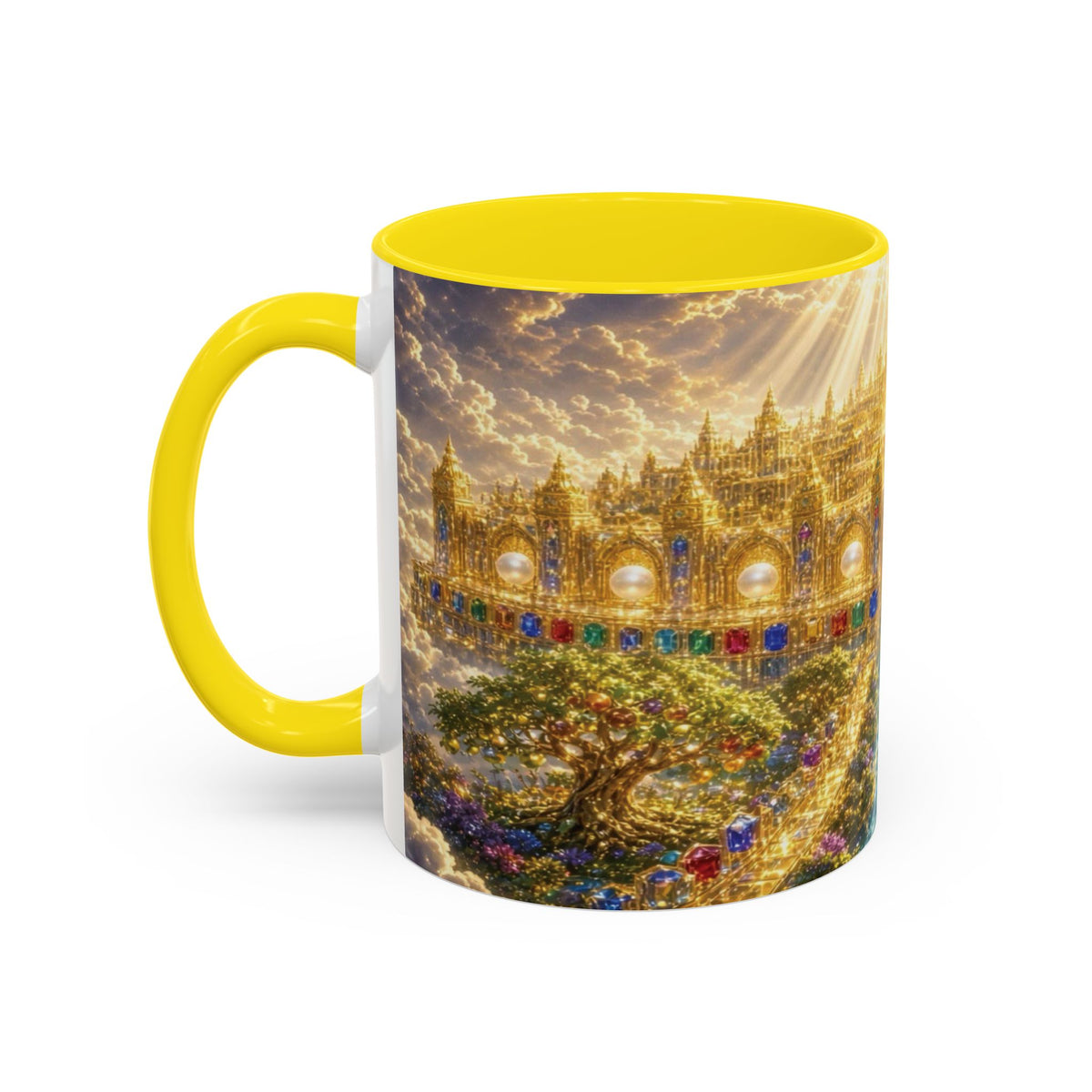 Heavenly City Christian Coffee Mug — Golden Celestial Paradise Design (11/15oz)