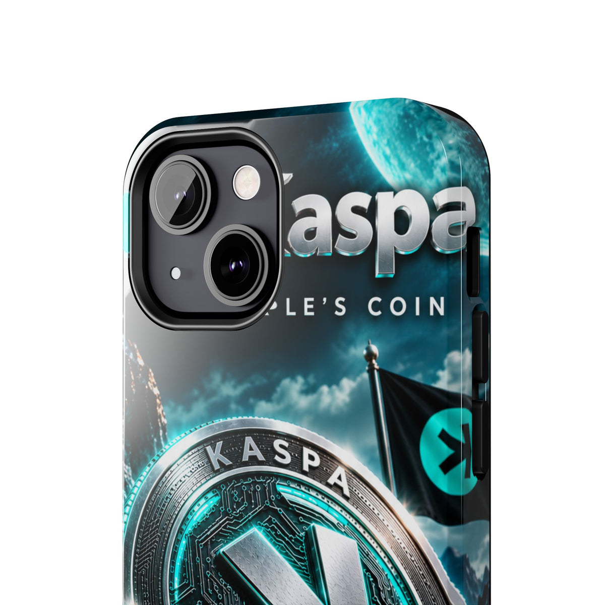 Kaspa Coin Tough Phone Case – Teal Crypto Logo Protective Cover