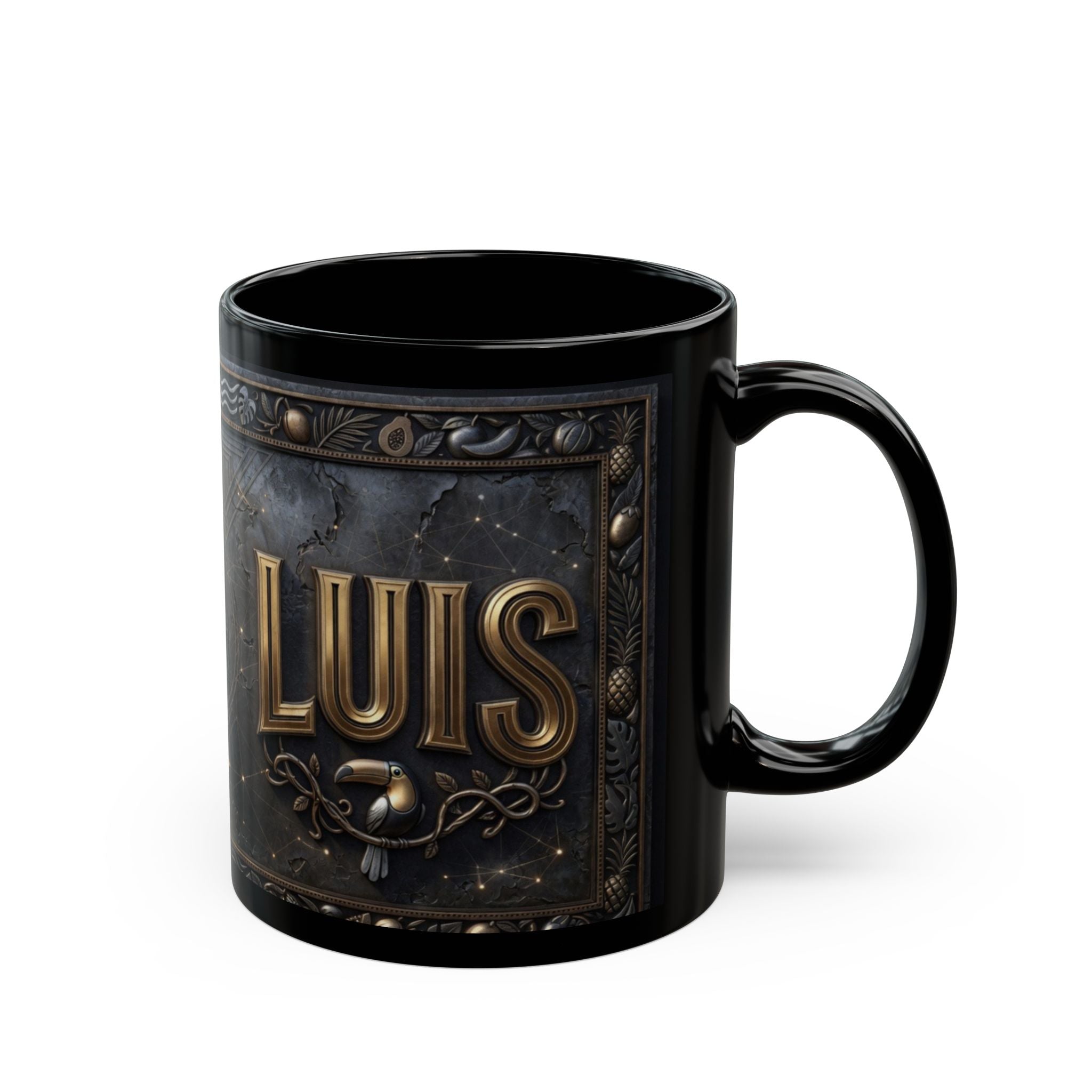 Luis nameplate vintage brass plaque Mug | Personalized Black Coffee Mug