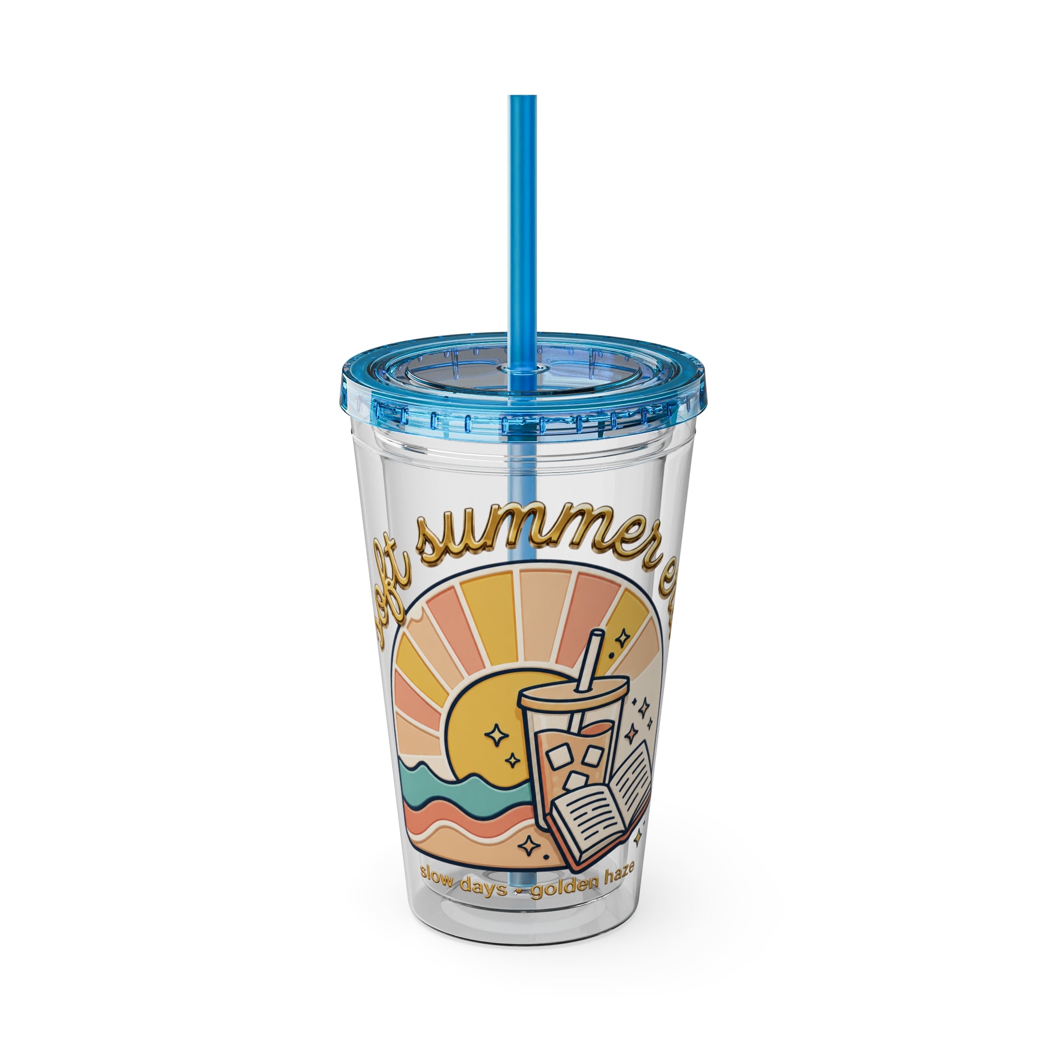 Soft Summer sunset beach drink illustration Tumbler