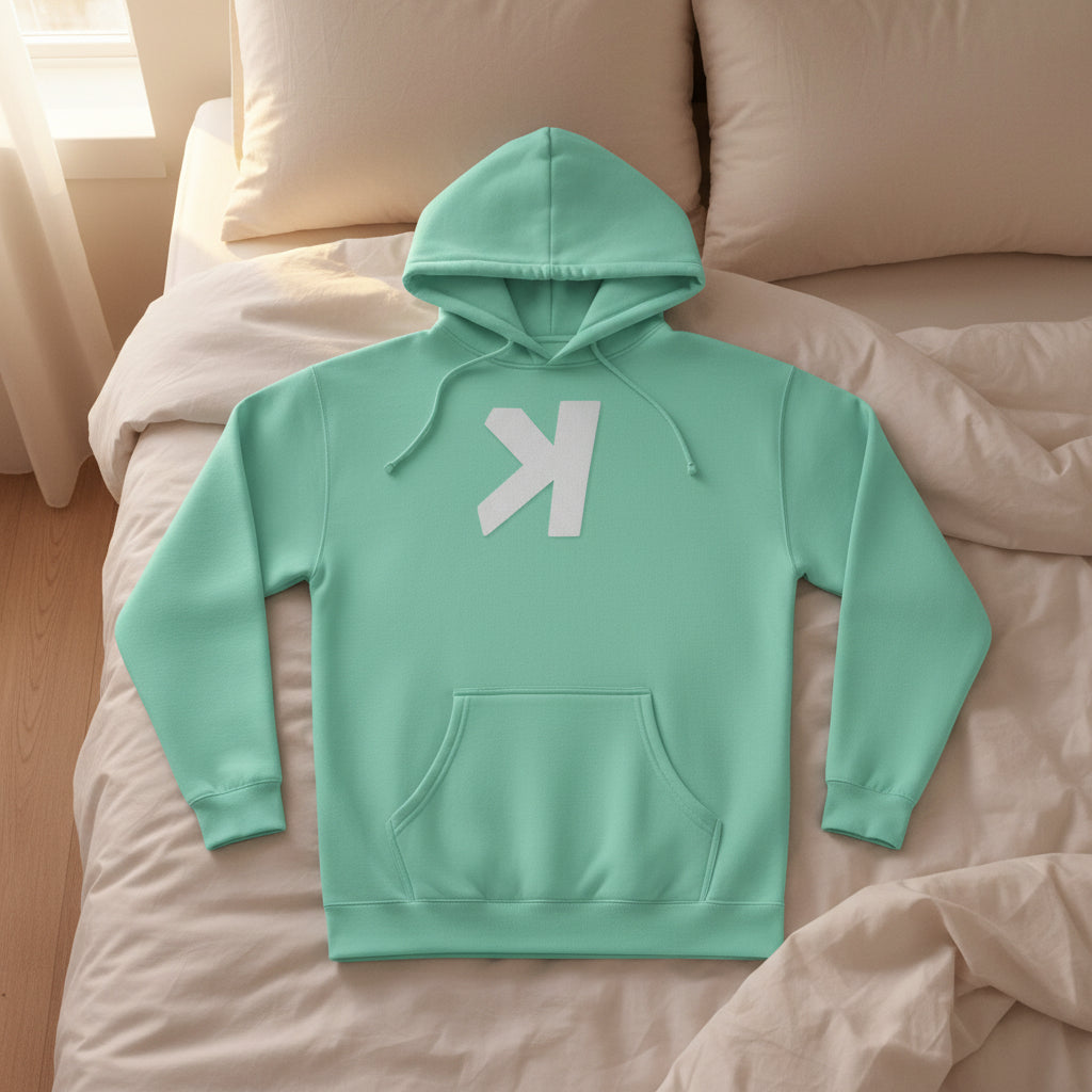 KAS to the Moon Hoodie — Minimalist 'K' Mint Pullover for Kaspa Fans