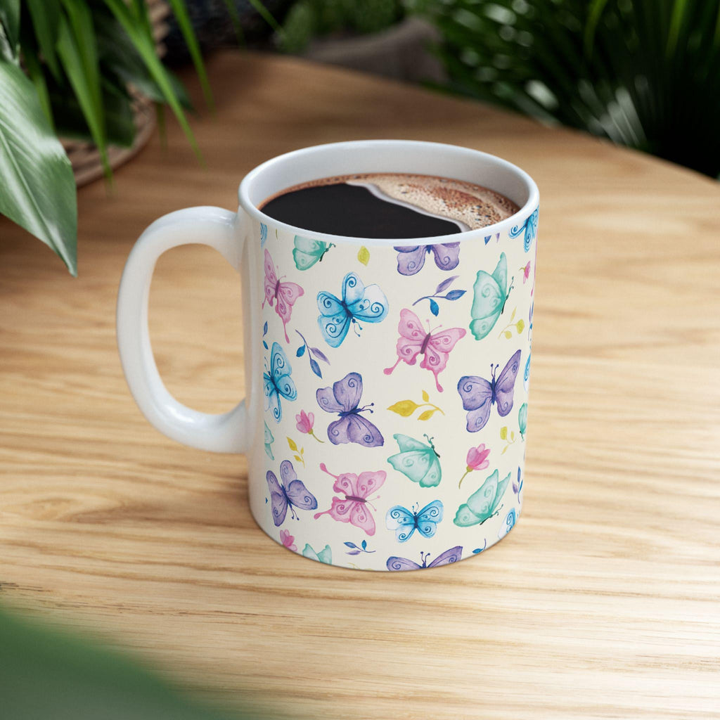 Taza de Mariposa Colorida Whimsical - Regalo de Transformación para Mujer, Mug de Cerámica Estética de Naturaleza