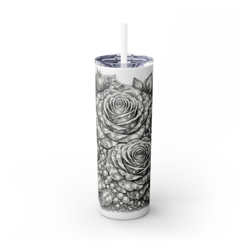 Skinny Tumbler — Monochrome Rose Garden 20oz Straw Tumbler