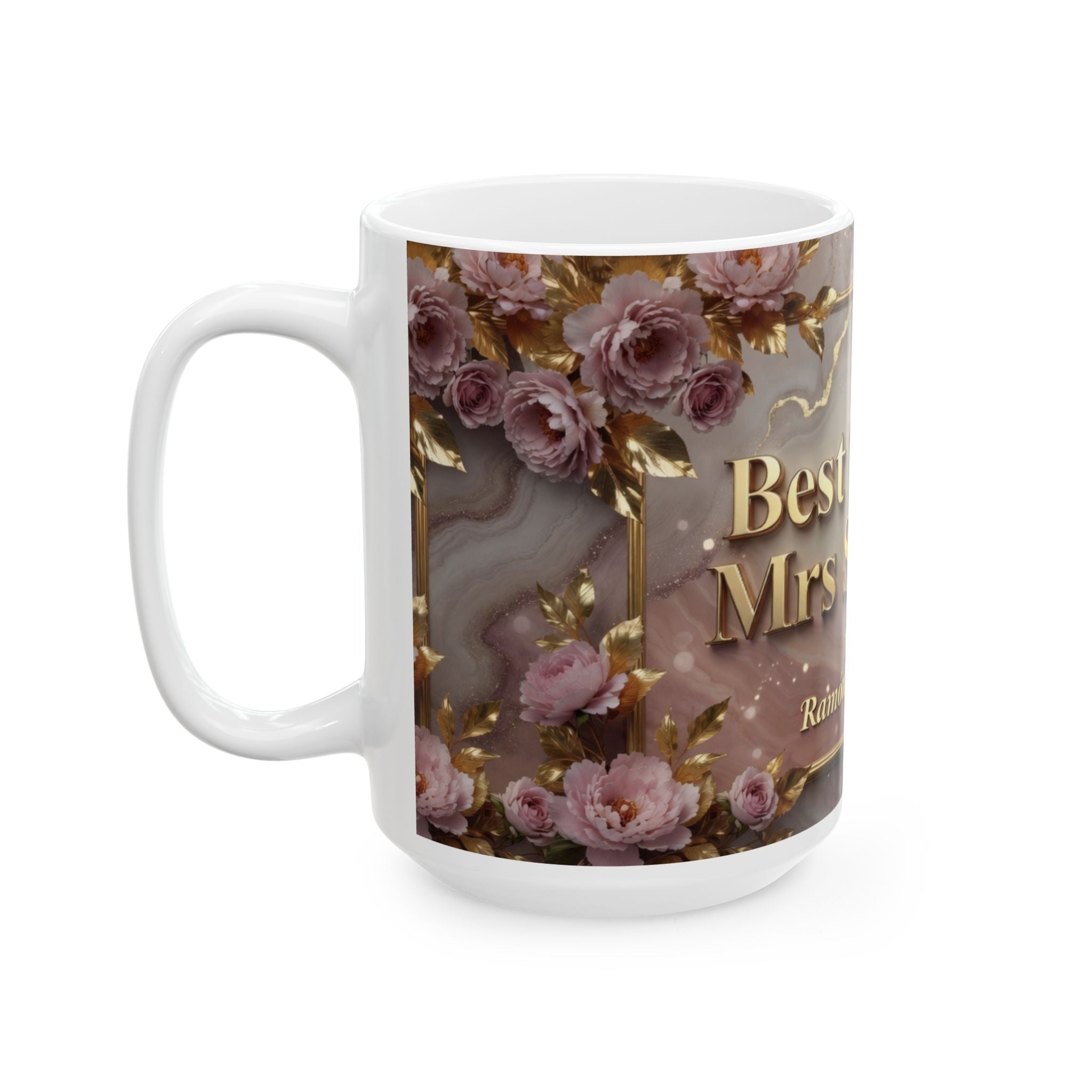 Best Teacher Mrs Santiago Mug | Floral Marble Personalized Ceramic