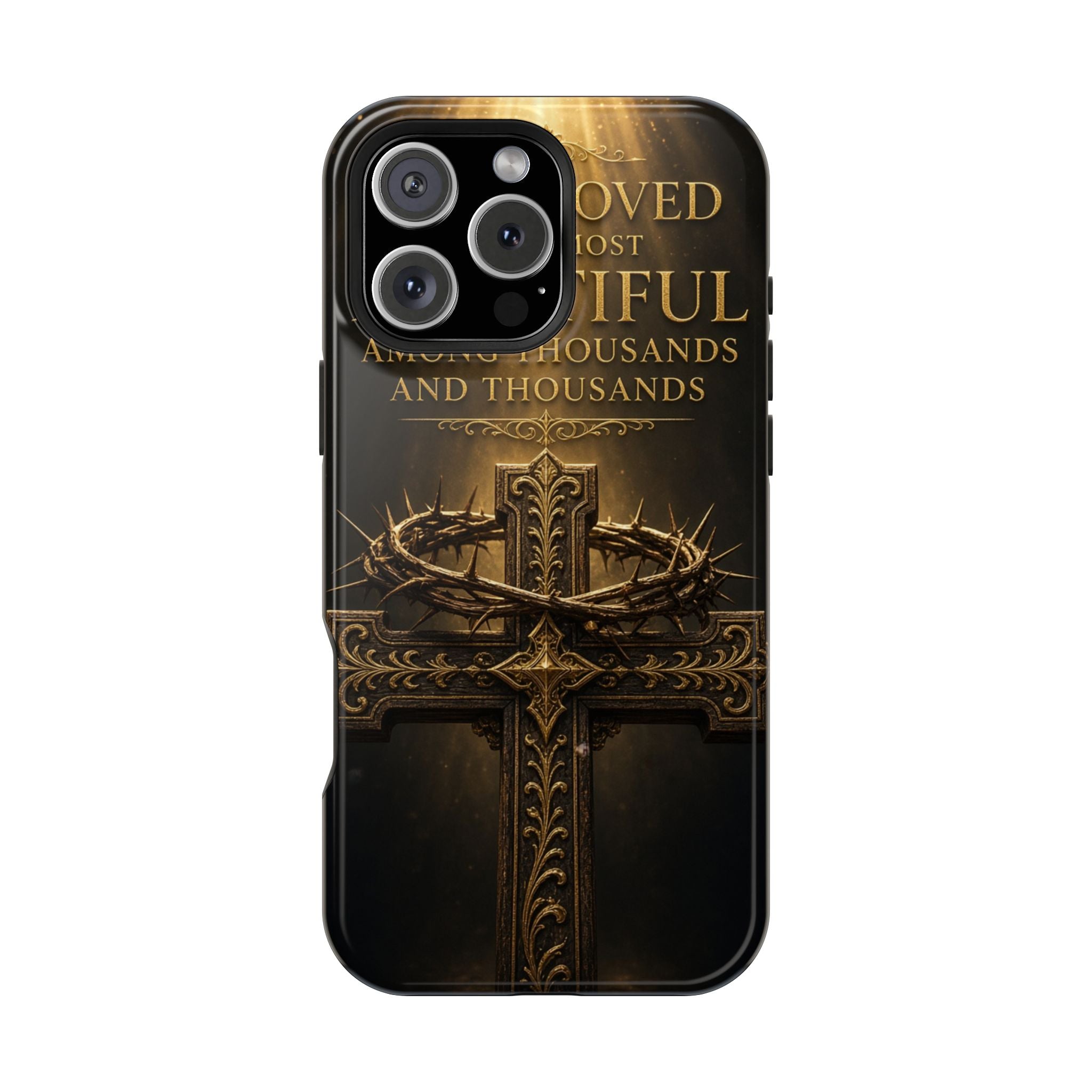 Magnetic Impact-Resistant Phone Case — "Most Beautiful" Cross with Crown of Thorns