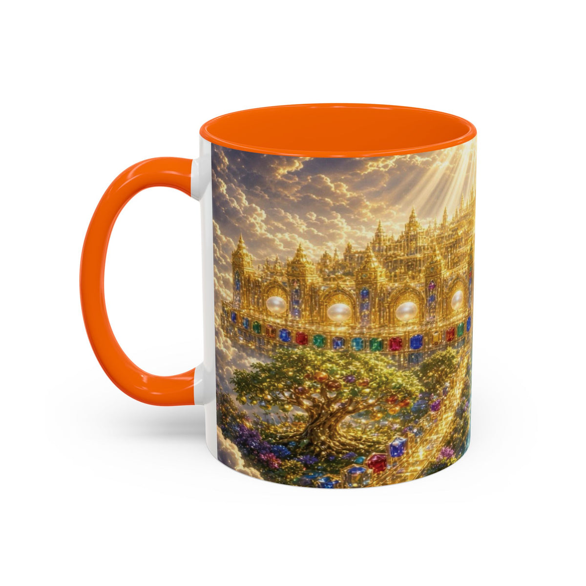 Heavenly City Christian Coffee Mug — Golden Celestial Paradise Design (11/15oz)