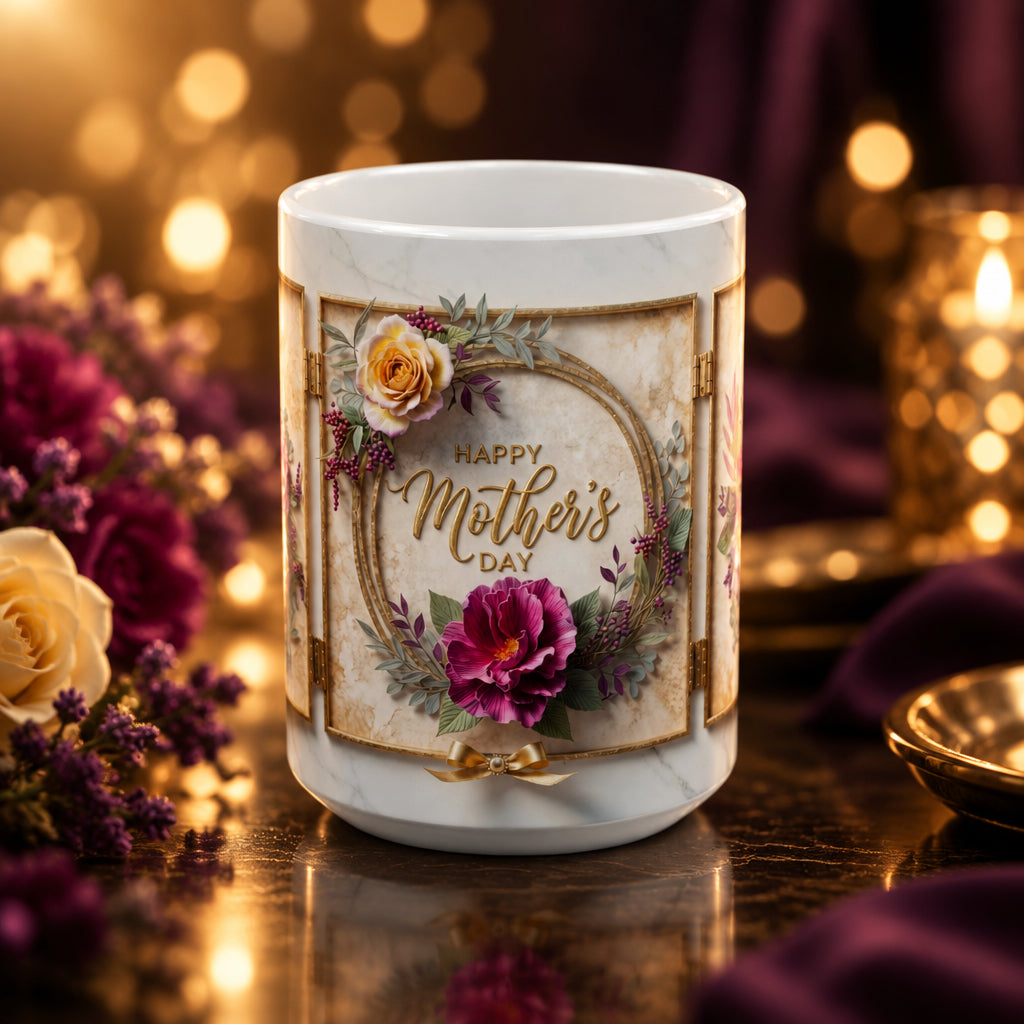 Happy Mother's Day Floral Wreath Mug | Ceramic 11oz & 15oz