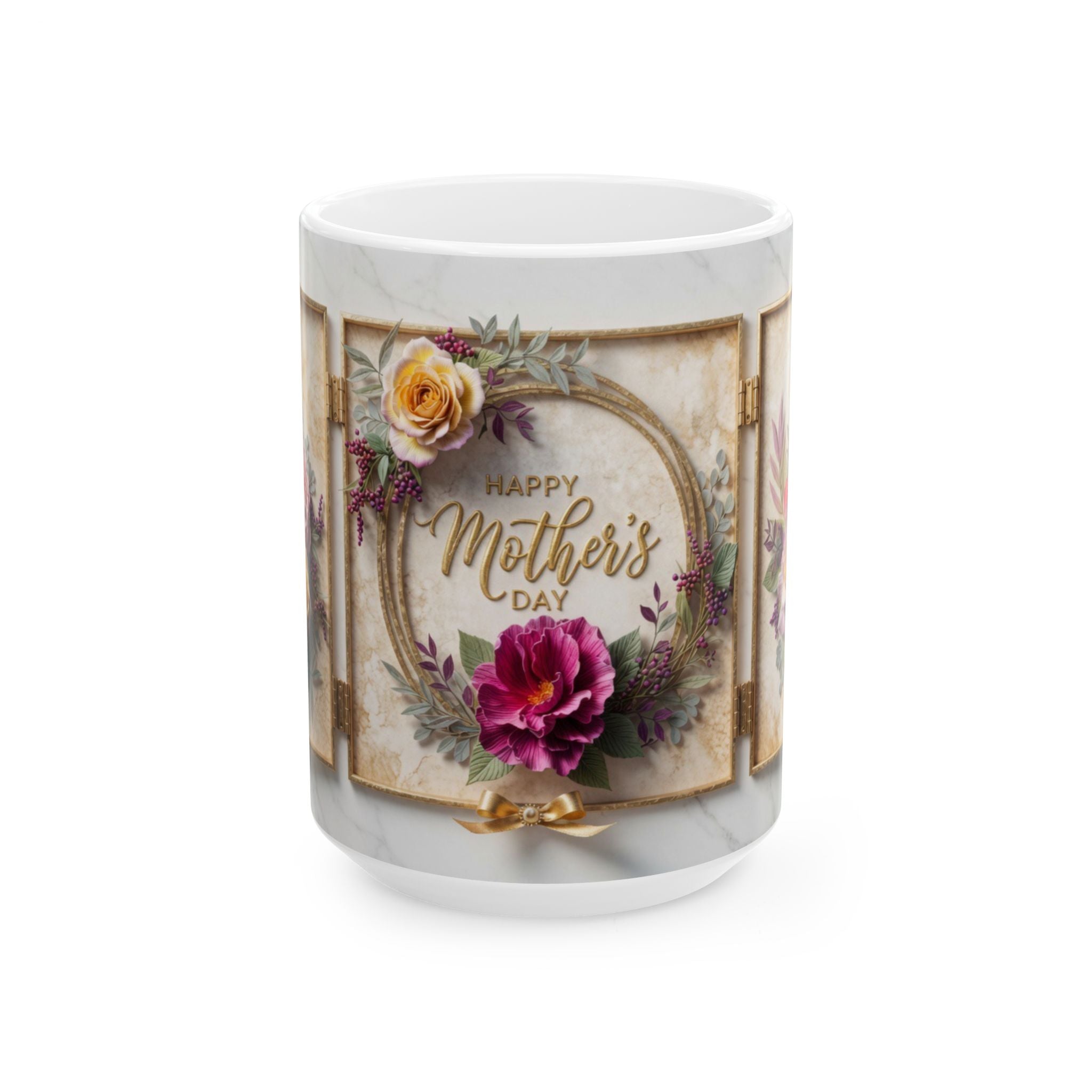 Happy Mother's Day floral wreath Mug | Ceramic 11oz 15oz