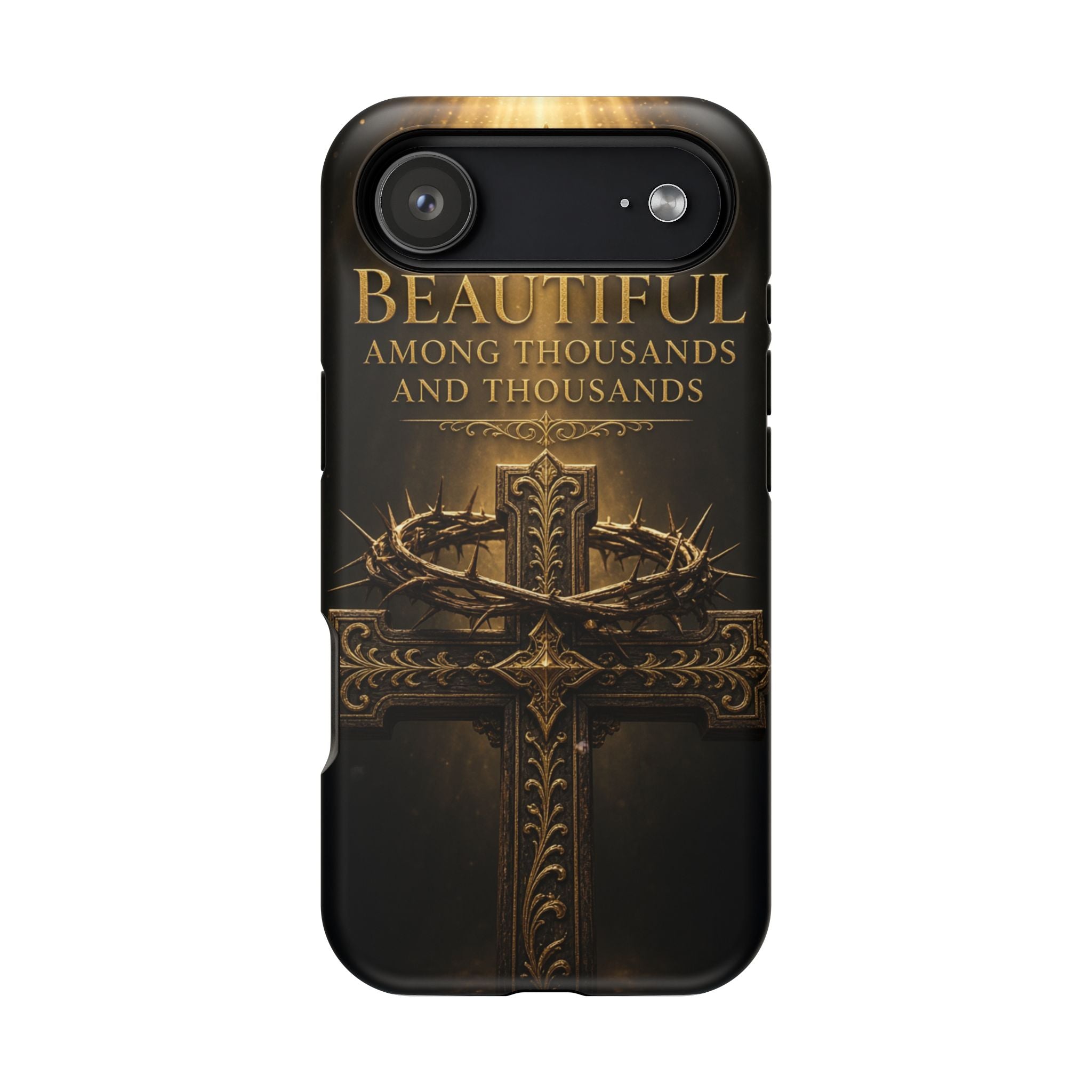 Magnetic Impact-Resistant Phone Case — "Most Beautiful" Cross with Crown of Thorns