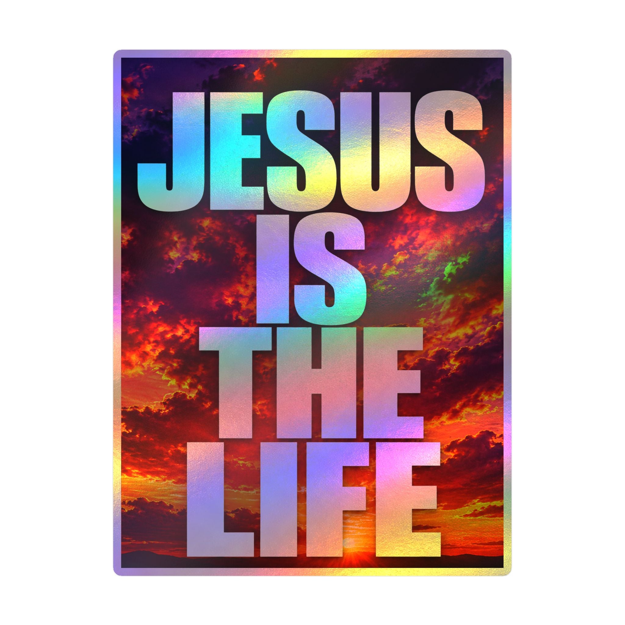 Jesus Is the Life Vinyl Decal — Sunset Color Christian Sticker (Kiss-Cut)