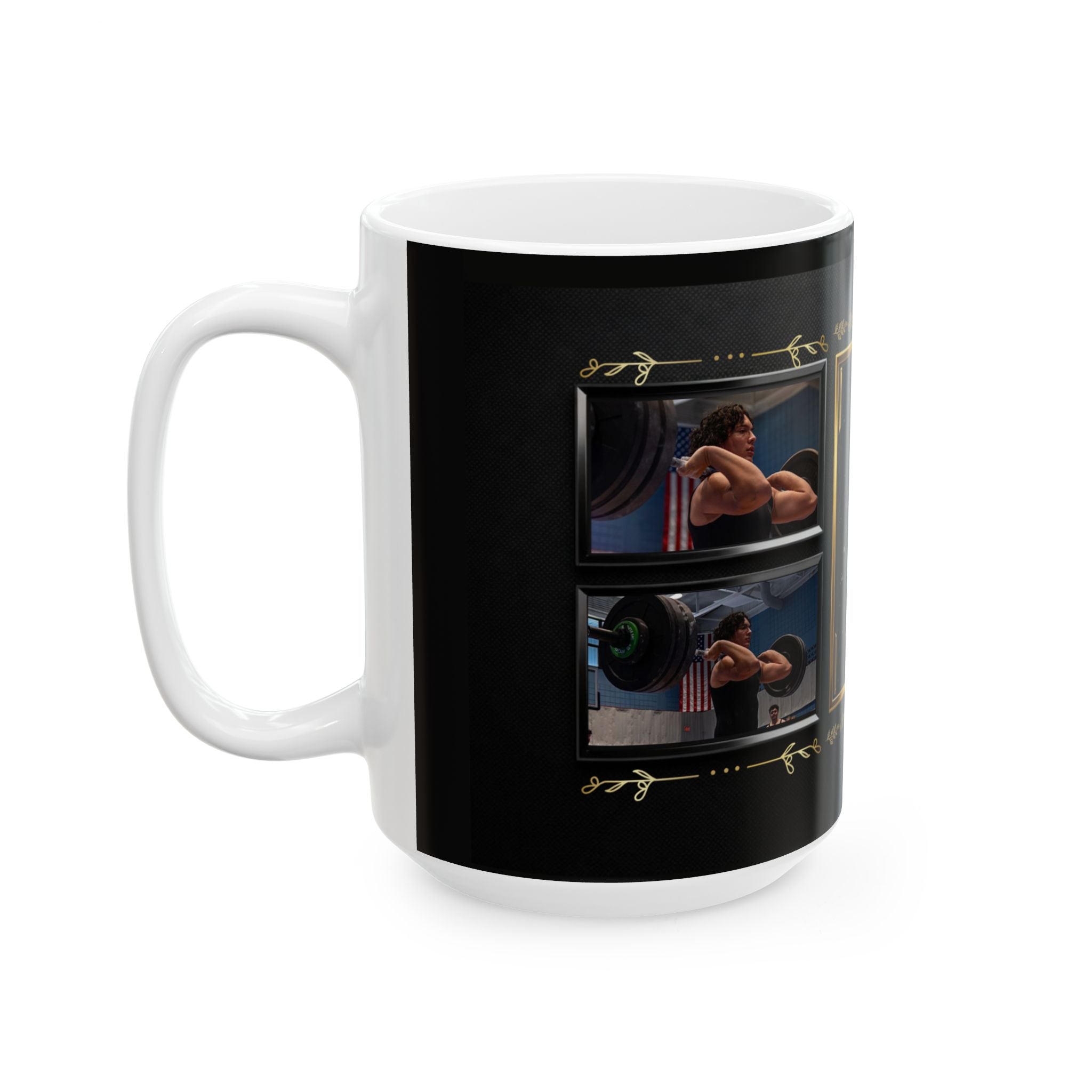 F & A Monogram Black Gold Frame Mug | Ceramic Coffee Cup
