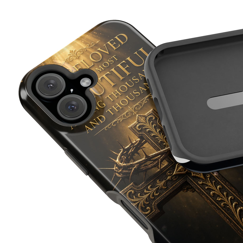 Magnetic Impact-Resistant Phone Case — "Most Beautiful" Cross with Crown of Thorns