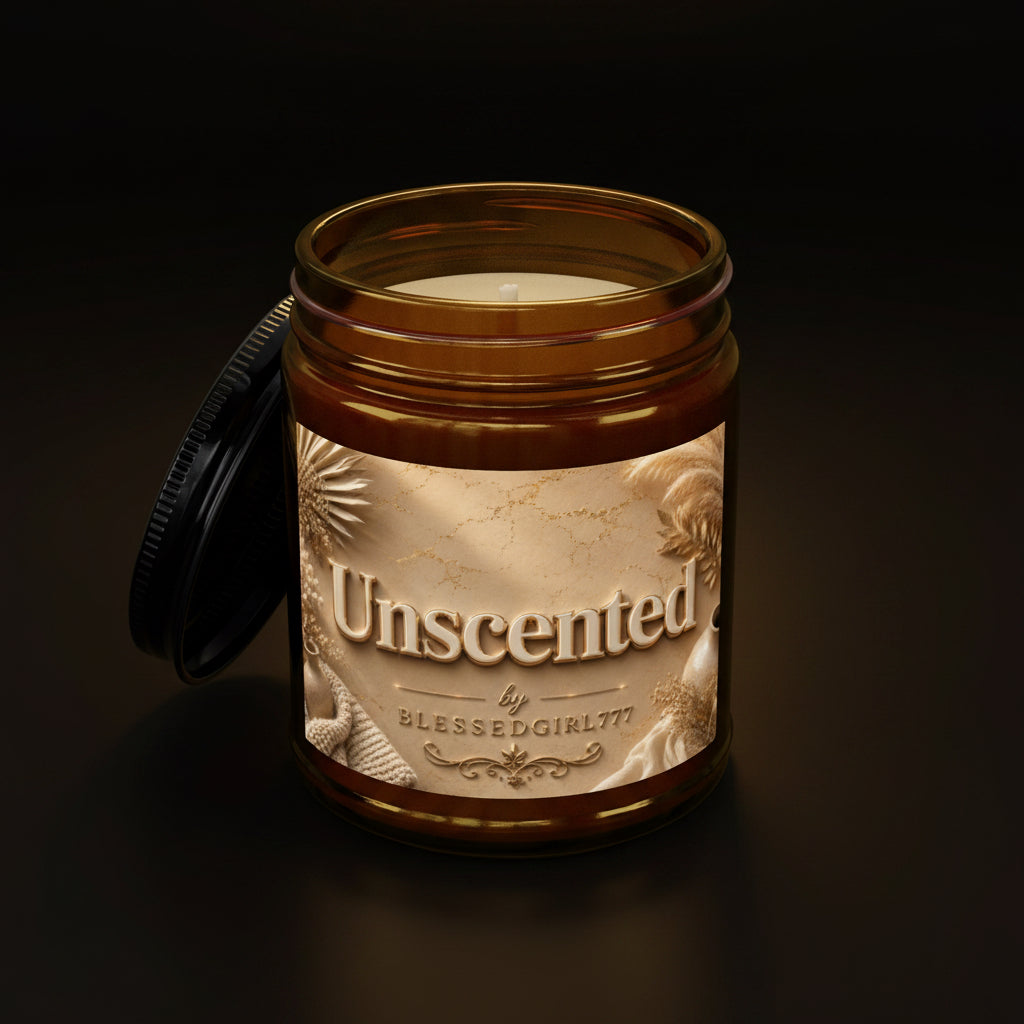 Unscented Soy Candle Jar — 4oz & 9oz Amber Glass with Black Lid