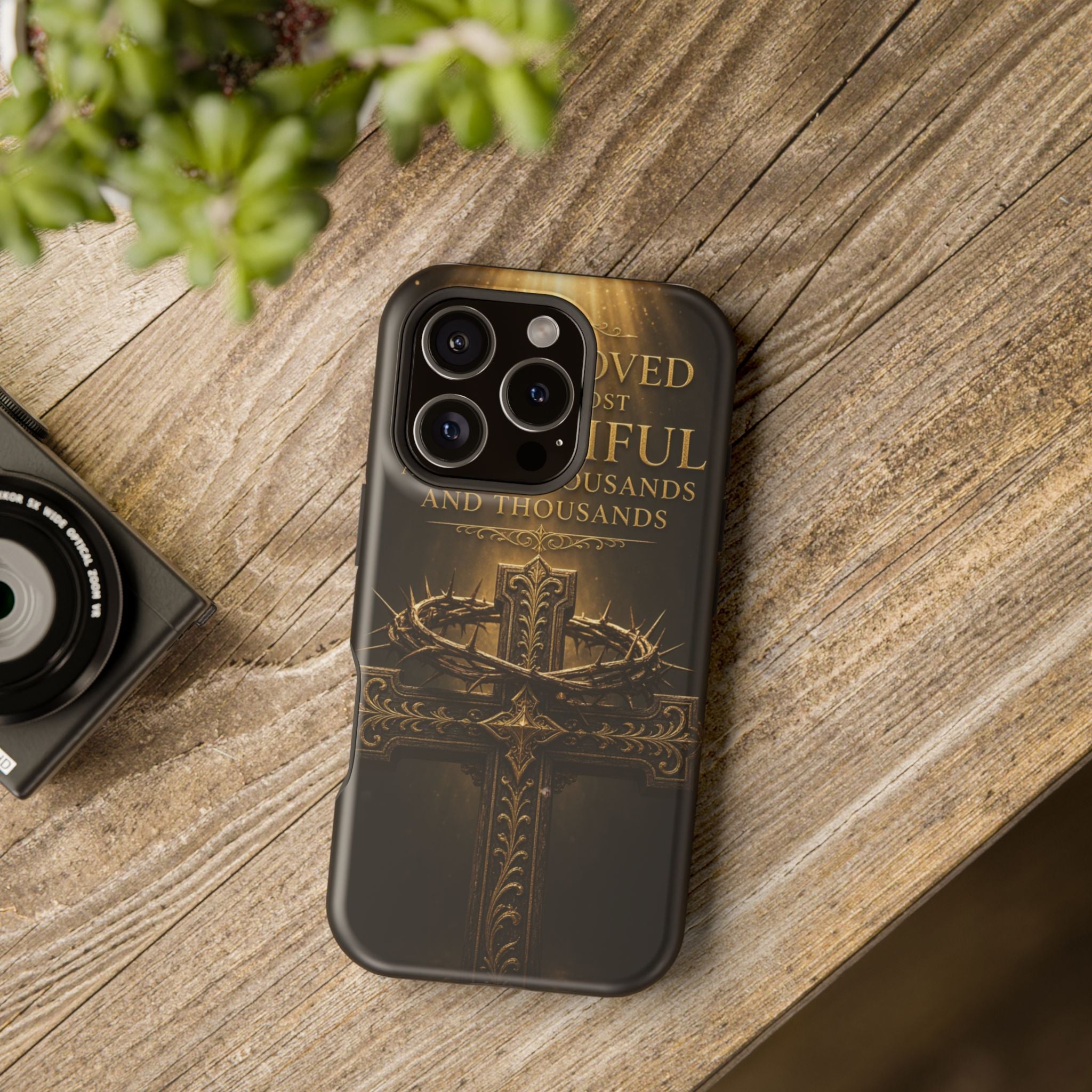Magnetic Impact-Resistant Phone Case — "Most Beautiful" Cross with Crown of Thorns