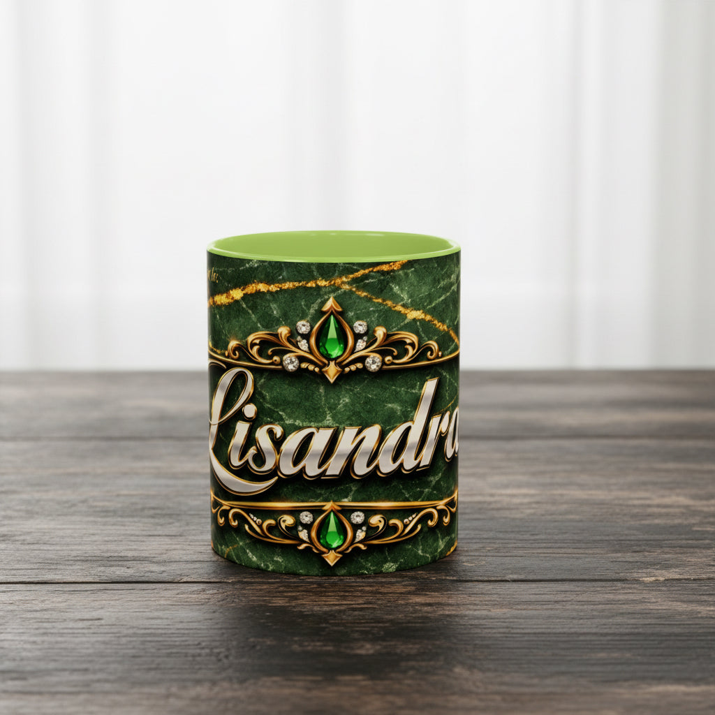Personalized Green Marble Coffee Mug — Custom Name Accent Mug (11oz)