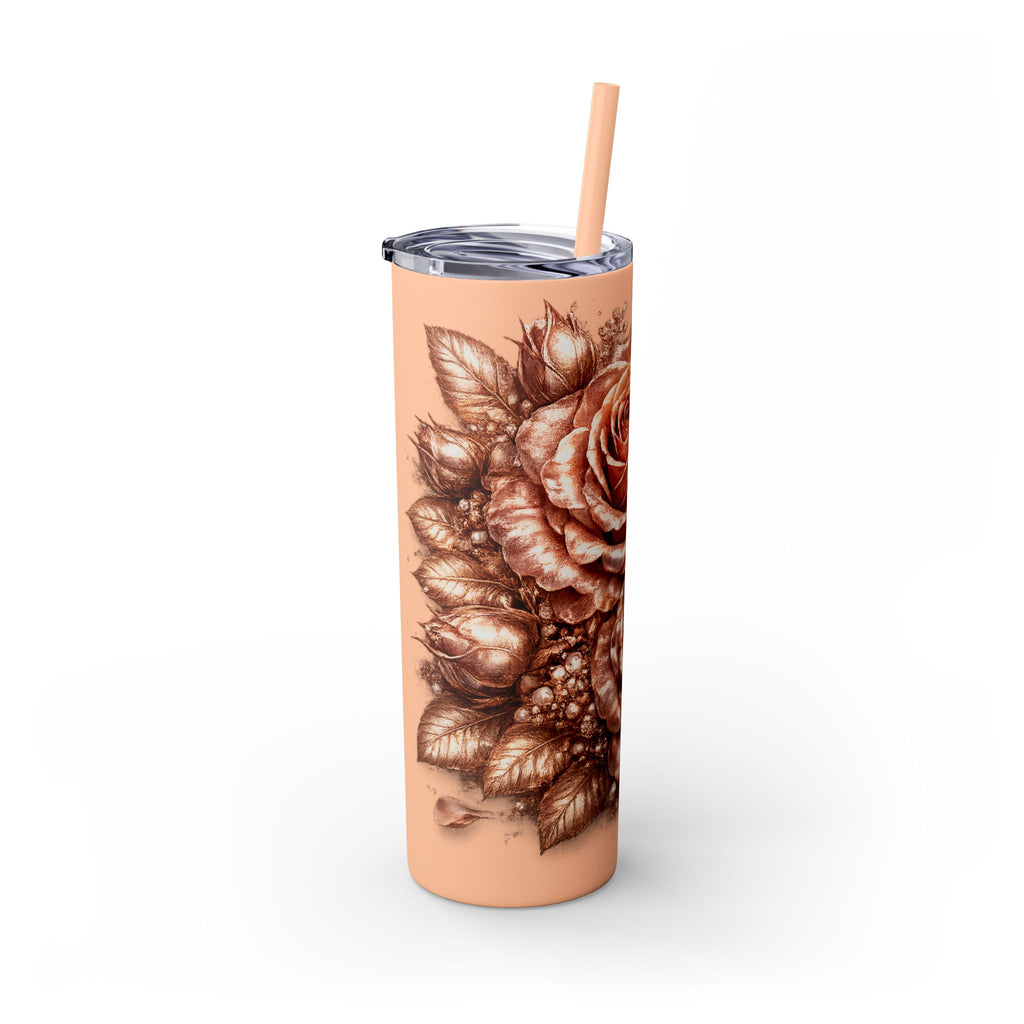 Skinny Tumbler — Monochrome Rose Garden 20oz Straw Tumbler