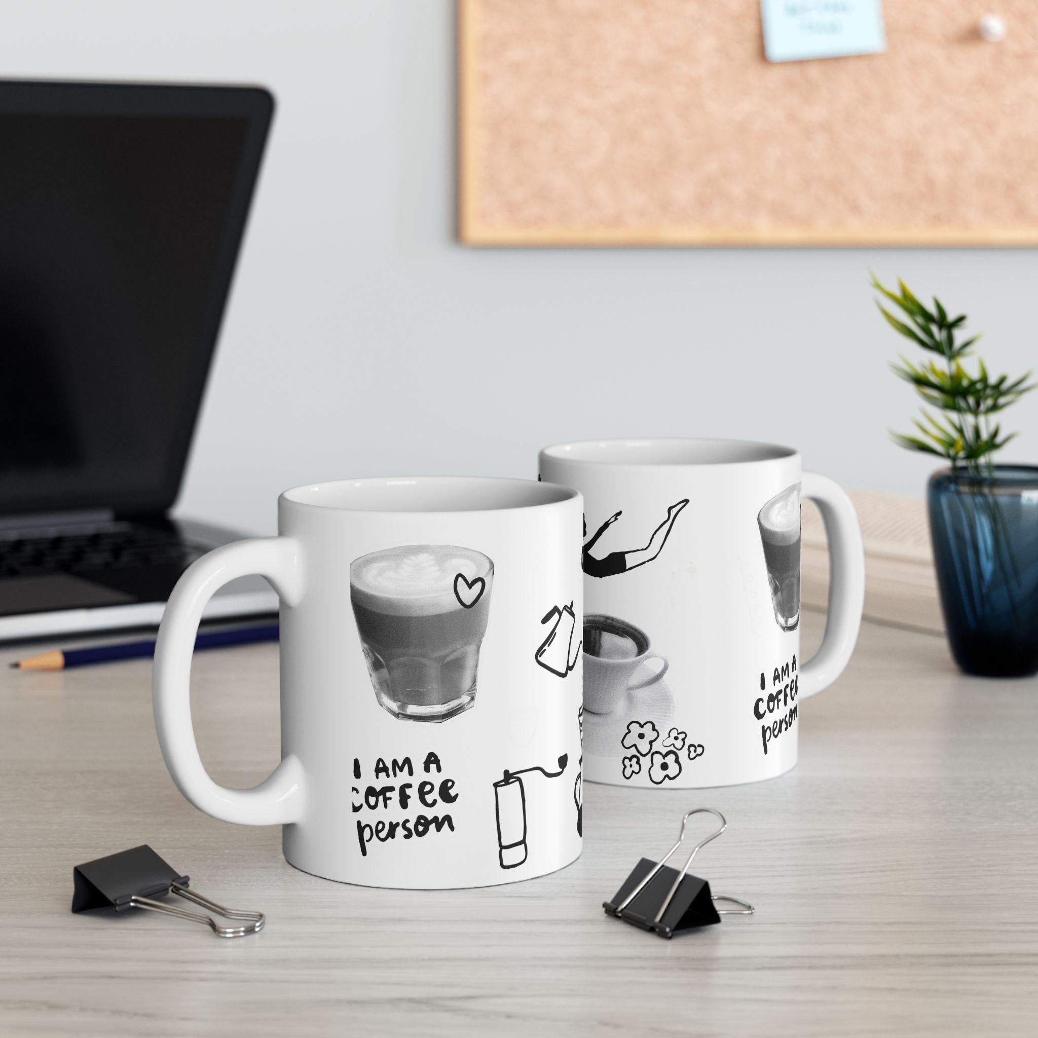 Taza de Cerámica Coffee Lovers - Regalo Estético para Amantes del Café,Mug de Cafetería Minimalista,Regalo de Cumpleaños para Coffee Addicts