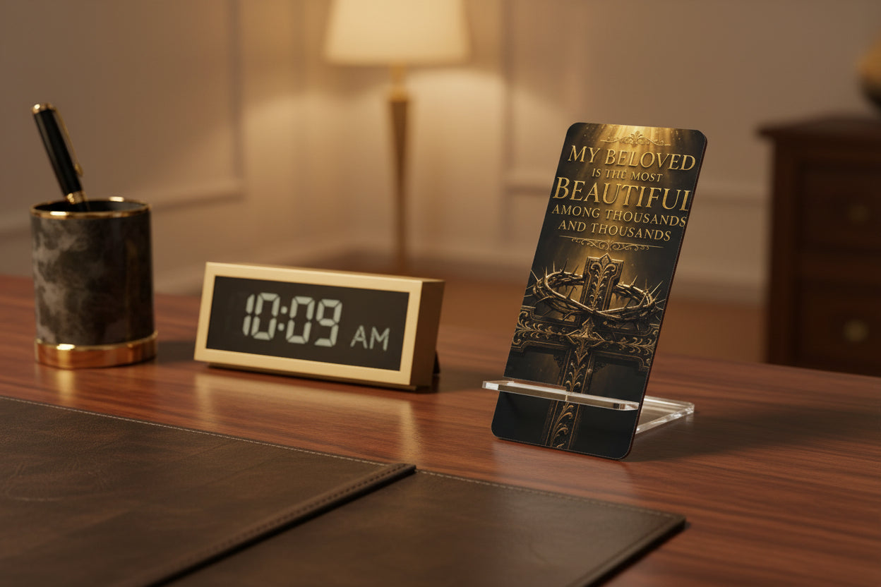My Beloved Is the Most Beautiful Phone Stand — Decorative Cross Smartphone Display