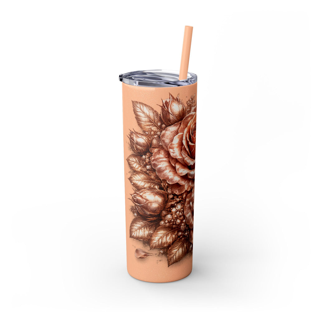 Skinny Tumbler — Monochrome Rose Garden 20oz Straw Tumbler