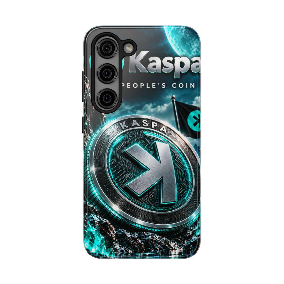Kaspa Coin Tough Phone Case – Teal Crypto Logo Protective Cover