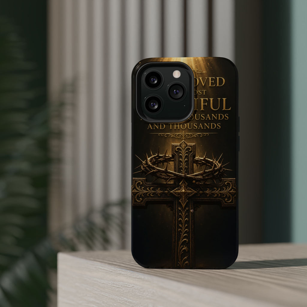 Magnetic Impact-Resistant Phone Case — "Most Beautiful" Cross with Crown of Thorns