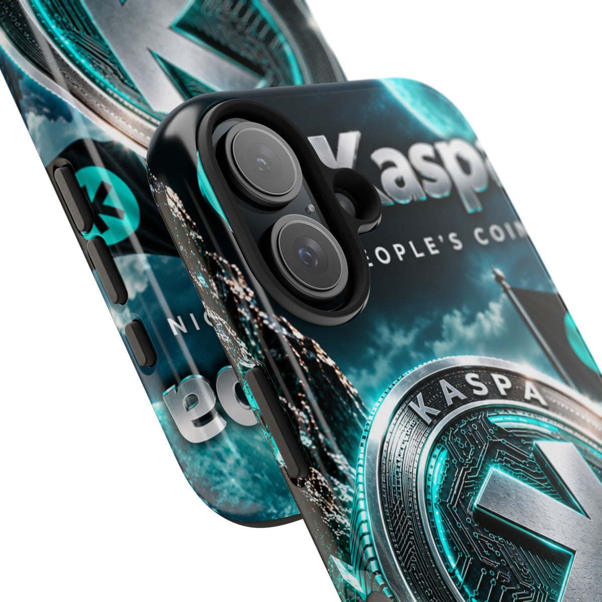 Kaspa Coin Tough Phone Case – Teal Crypto Logo Protective Cover