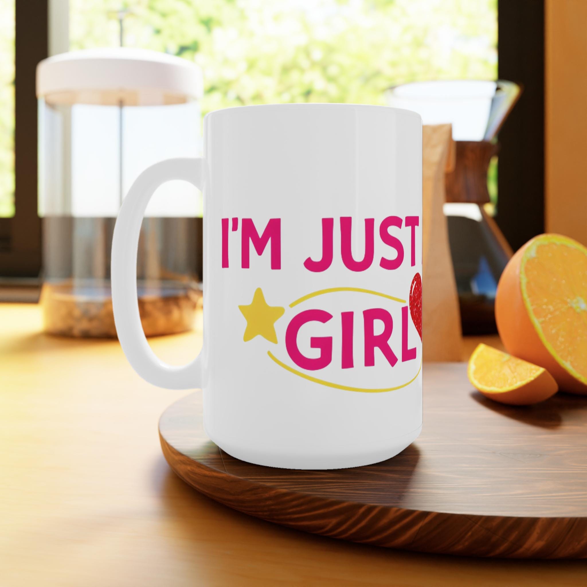 Just a Girl Pink Coffee Mug | Cute Coquette Aesthetic Cup, Girly Gift for Her, Soft Girl Vibes, 11oz & 15oz