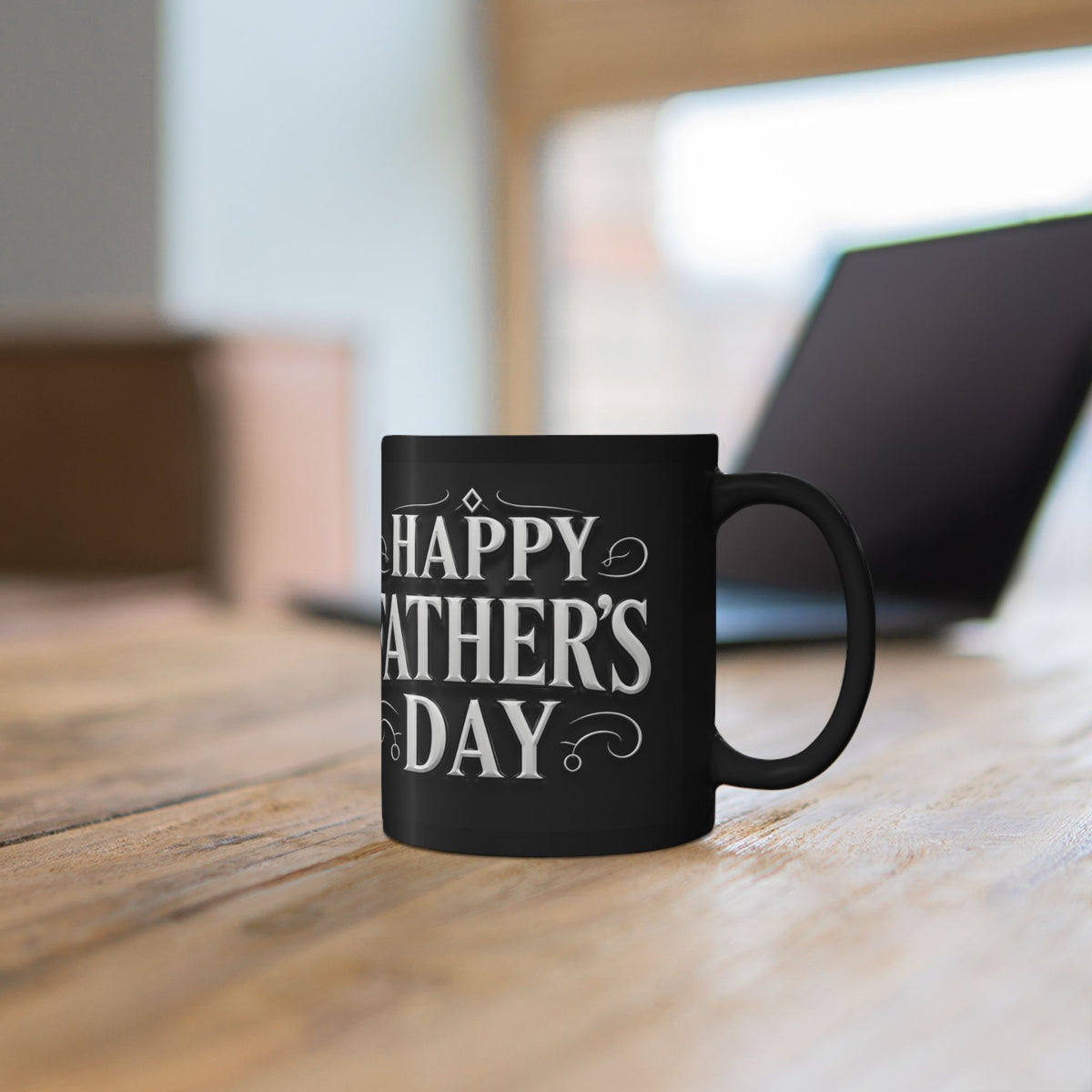 Personalized Father's Day Photo Mug – Custom Black Ceramic Coffee Cup 11oz & 15oz