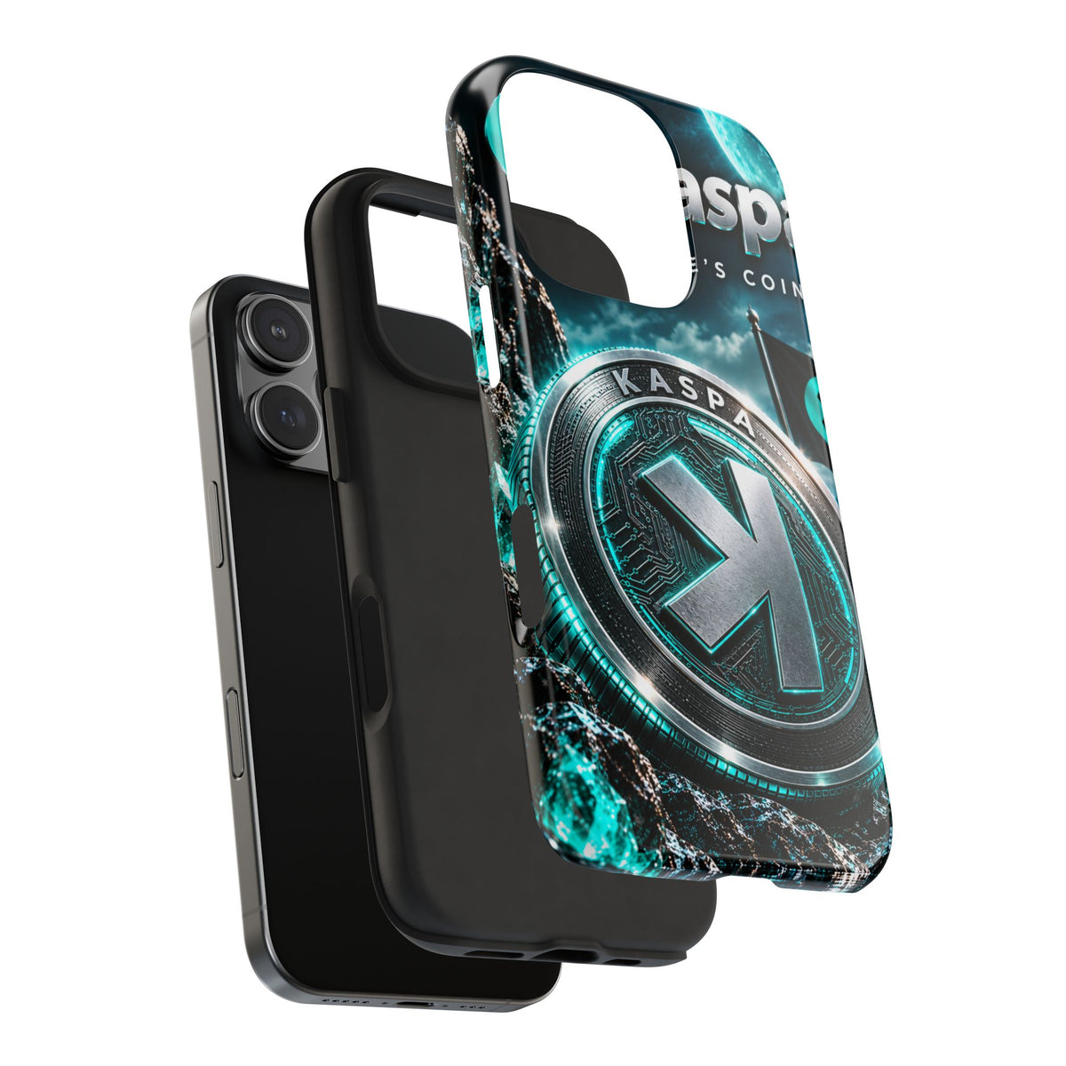Kaspa Coin Tough Phone Case – Teal Crypto Logo Protective Cover