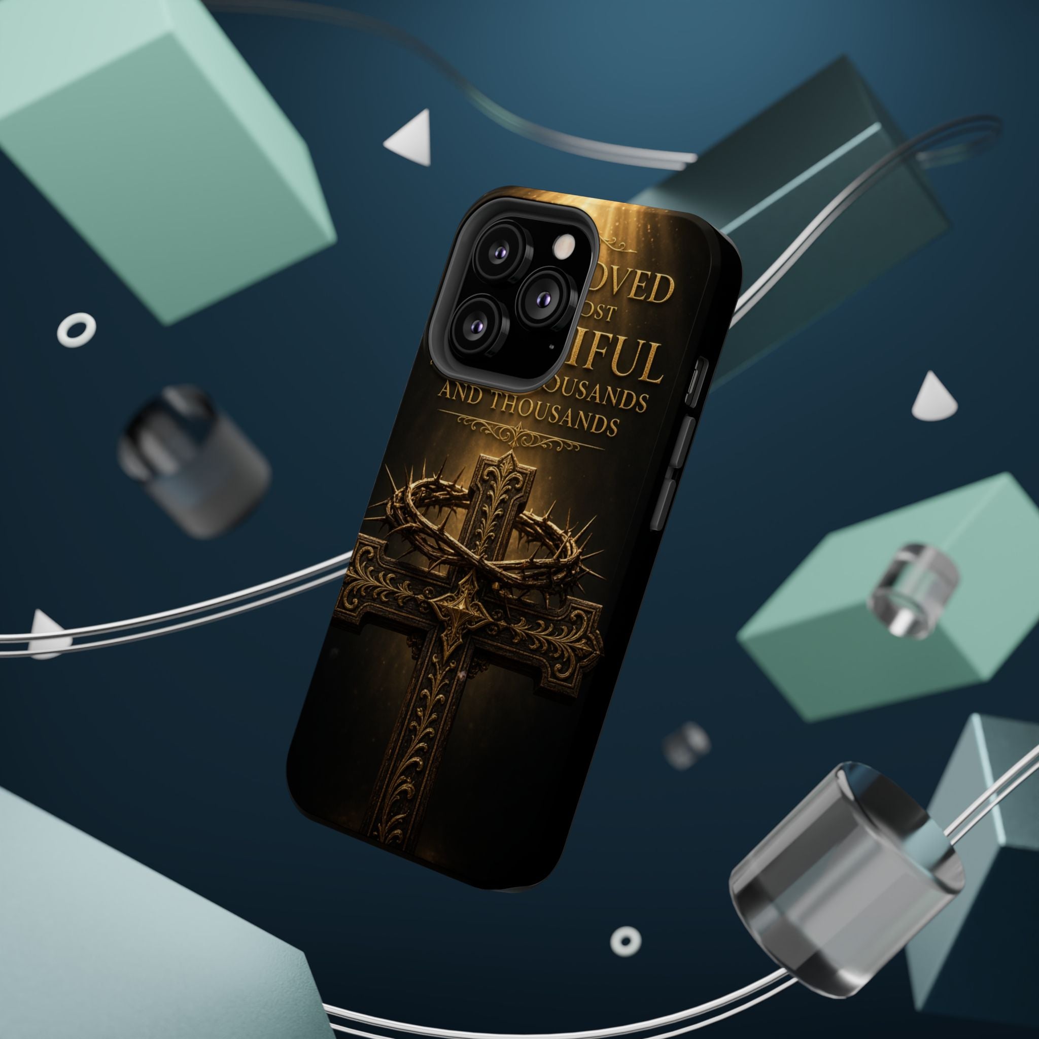 Magnetic Impact-Resistant Phone Case — "Most Beautiful" Cross with Crown of Thorns